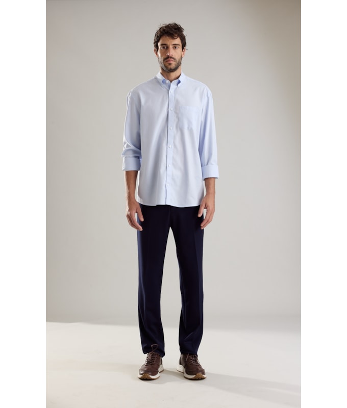 Camisa Maquineta Thales Ml Azul Claro