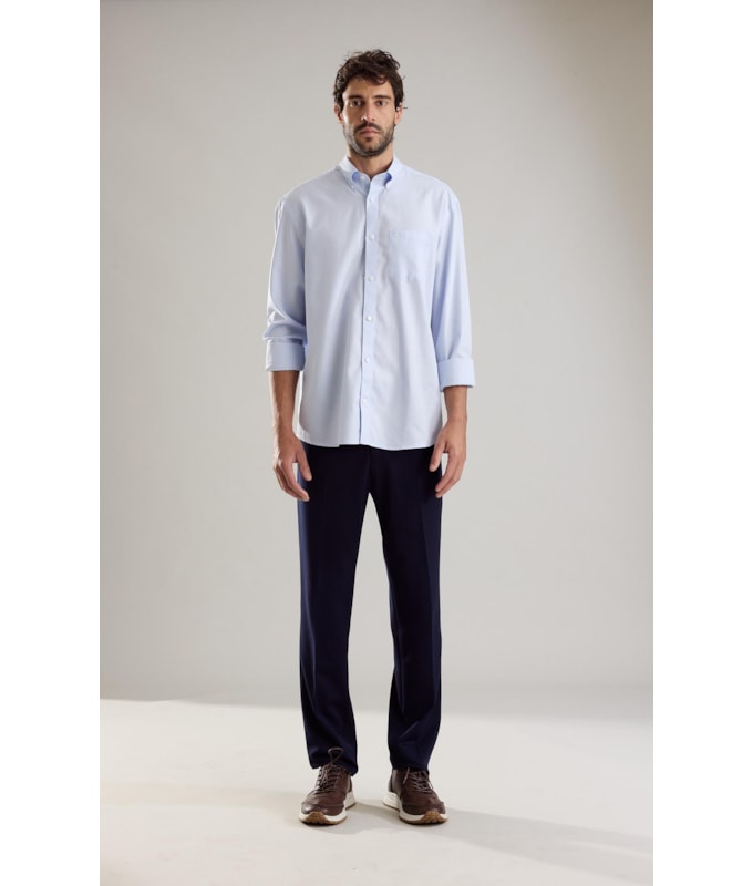 Camisa Maquineta Thales Ml Azul Claro
