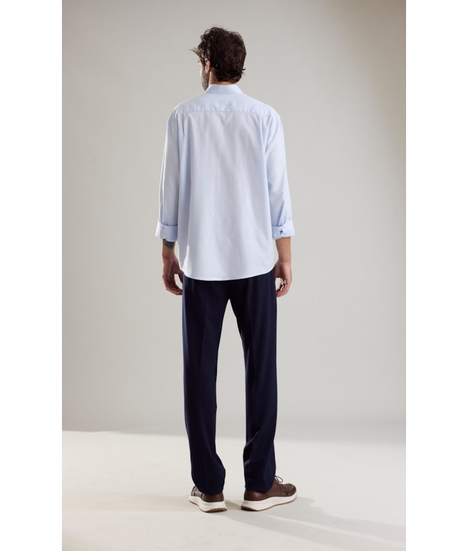 Camisa Maquineta Thales Ml Azul Claro