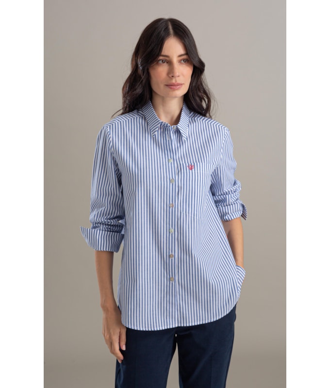 Camisa Miller Stripe Cotton Azul Bic