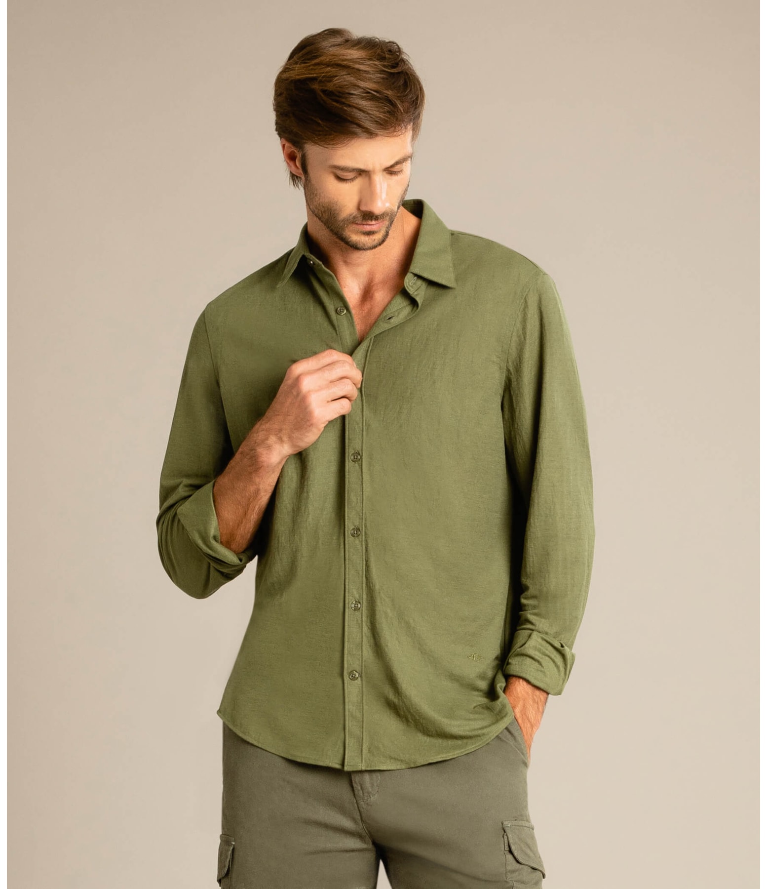Camisa Ml Piquet Jake Verde Militar