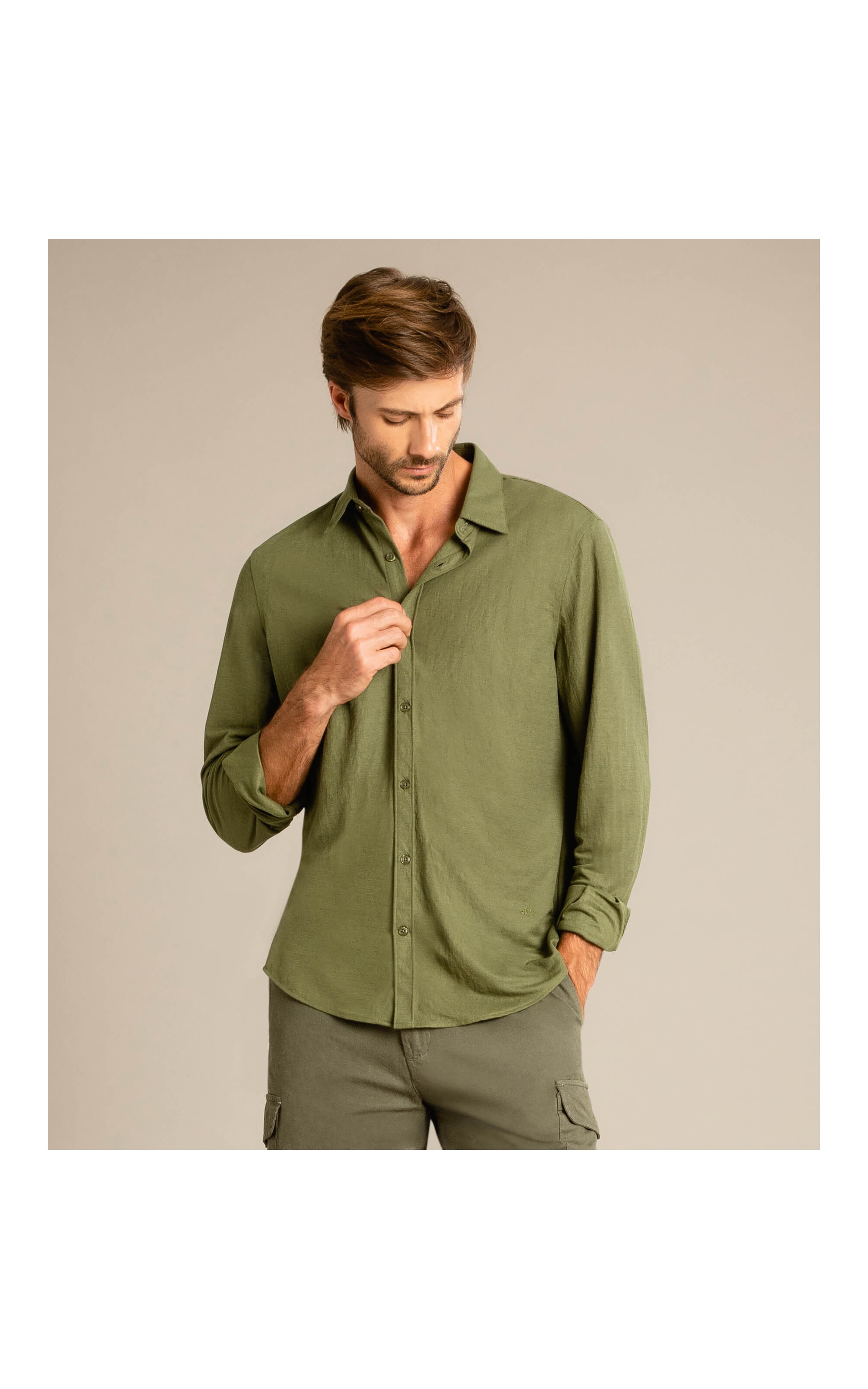 Camisa Ml Piquet Jake Verde Militar