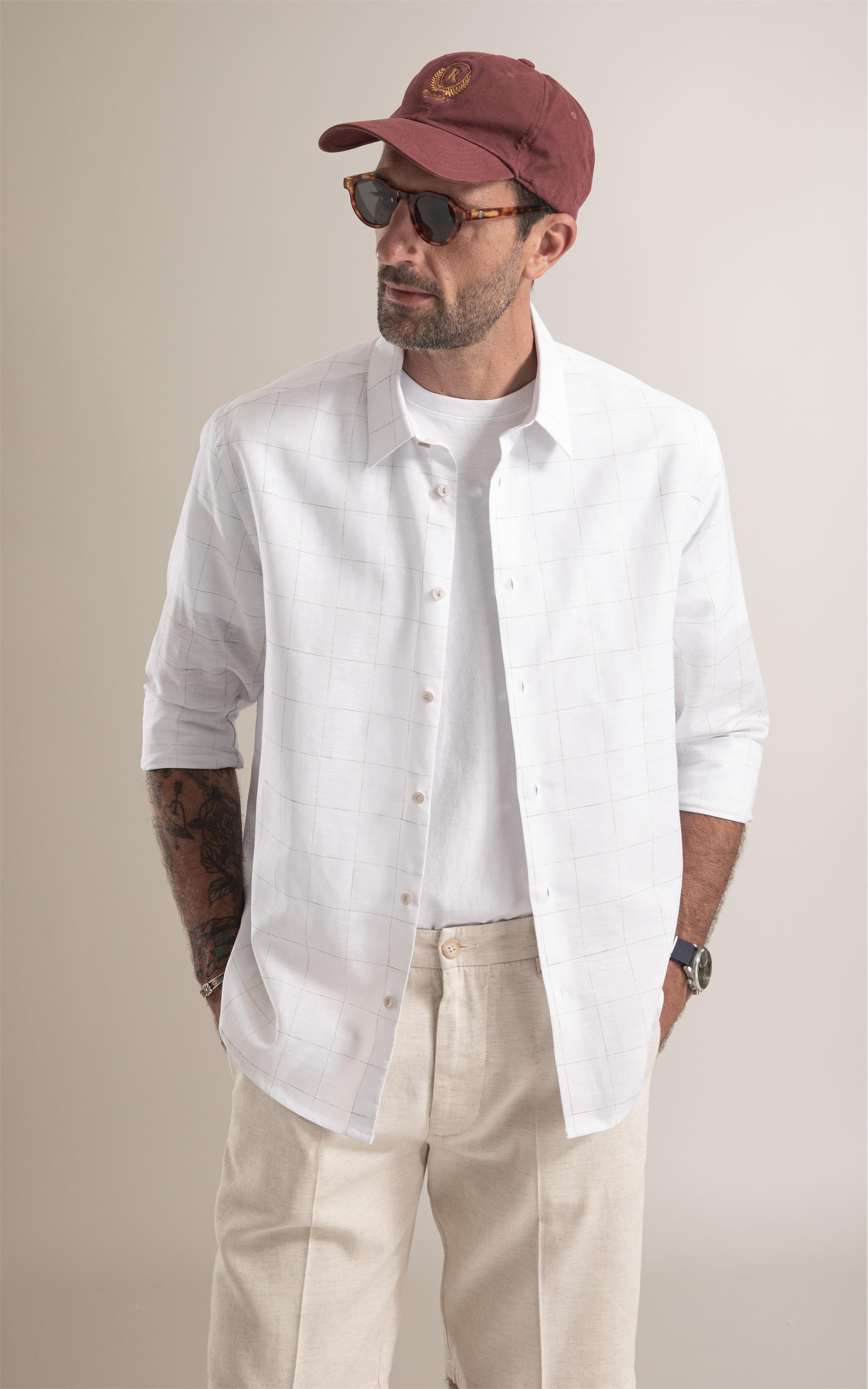 Camisa Mônaco Xadrez Caqui
