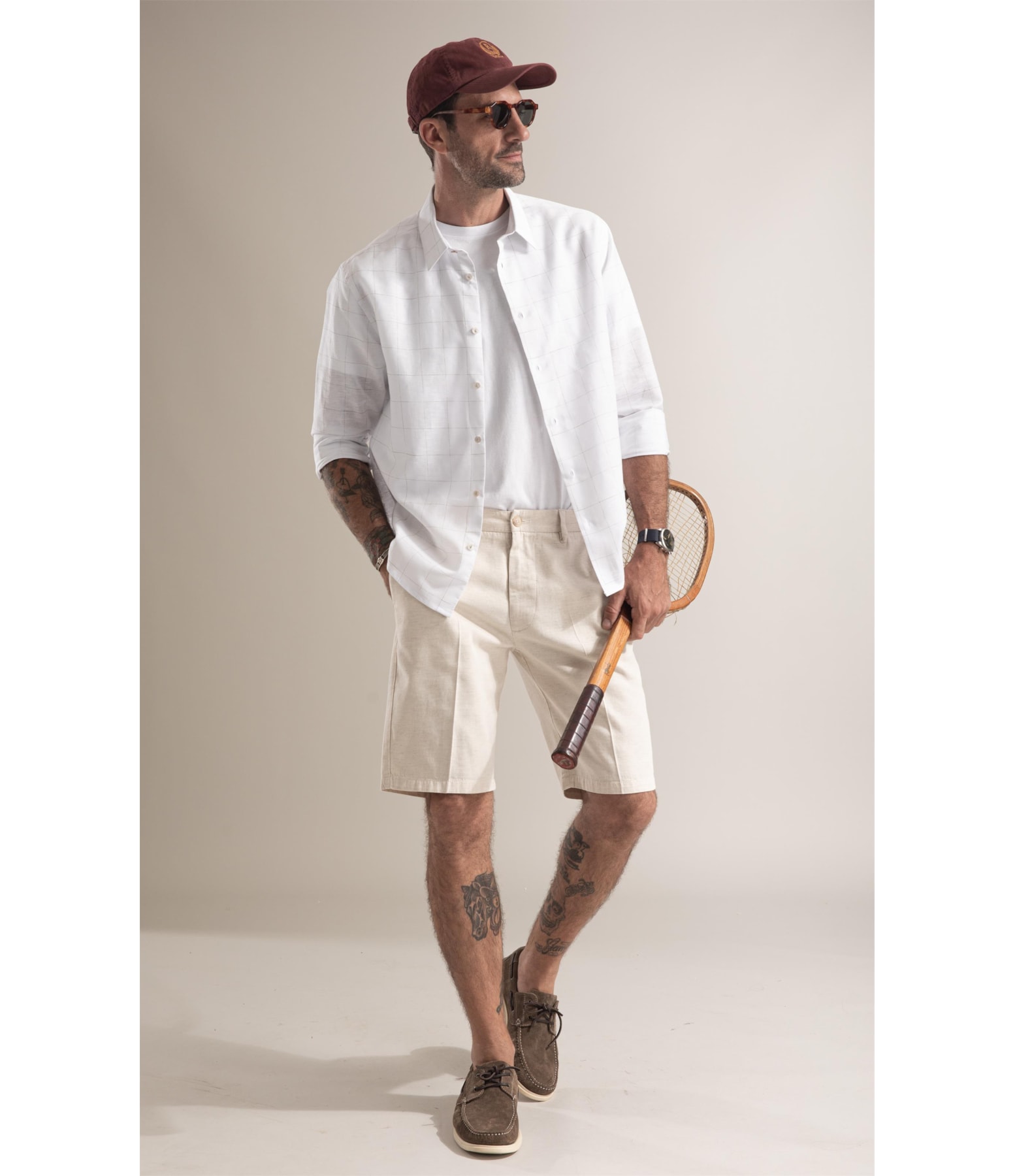 Camisa Mônaco Xadrez Caqui
