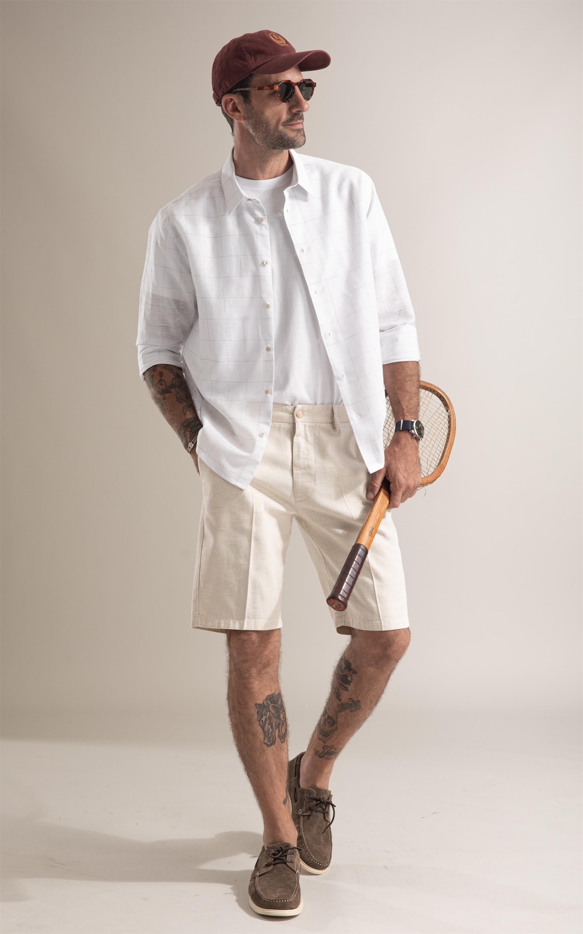 Camisa Mônaco Xadrez Caqui