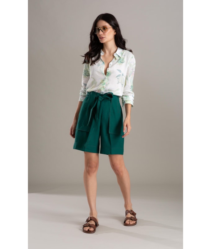 Camisa Nina Tropical Linho Blend Branco