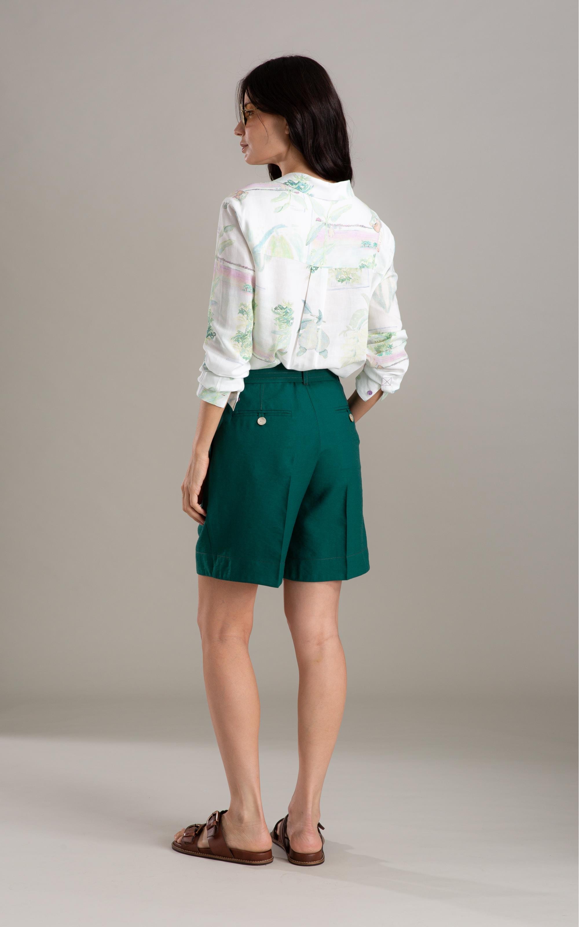 Camisa Nina Tropical Linho Blend Branco
