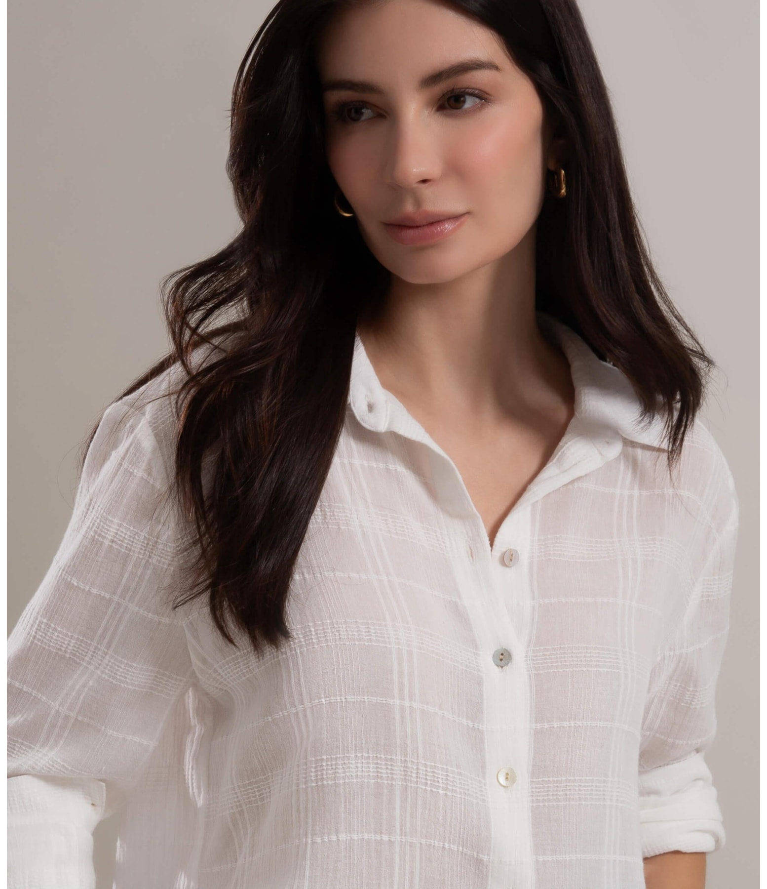 Camisa Nina Voil Maquinetado Off White