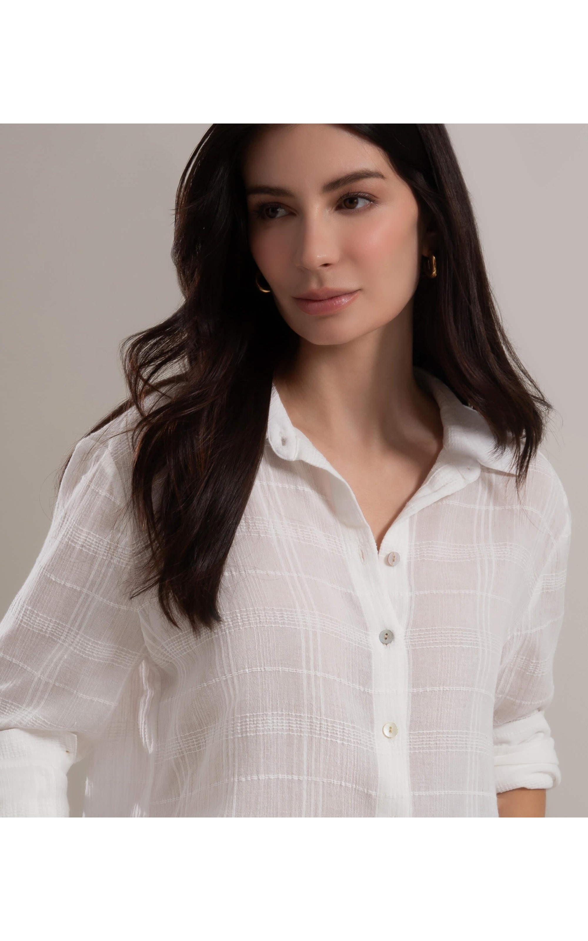 Camisa Nina Voil Maquinetado Off White