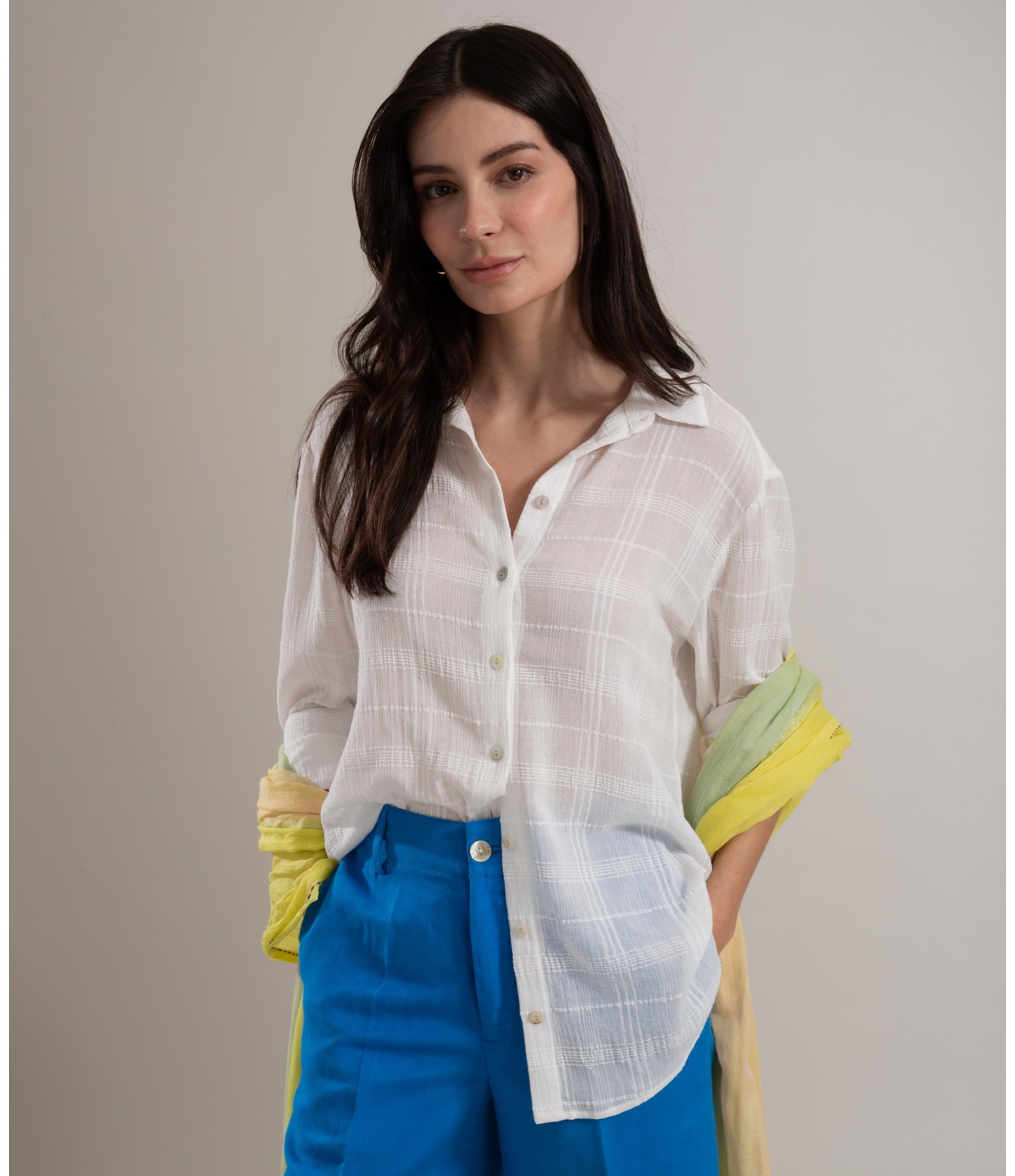 Camisa Nina Voil Maquinetado Off White