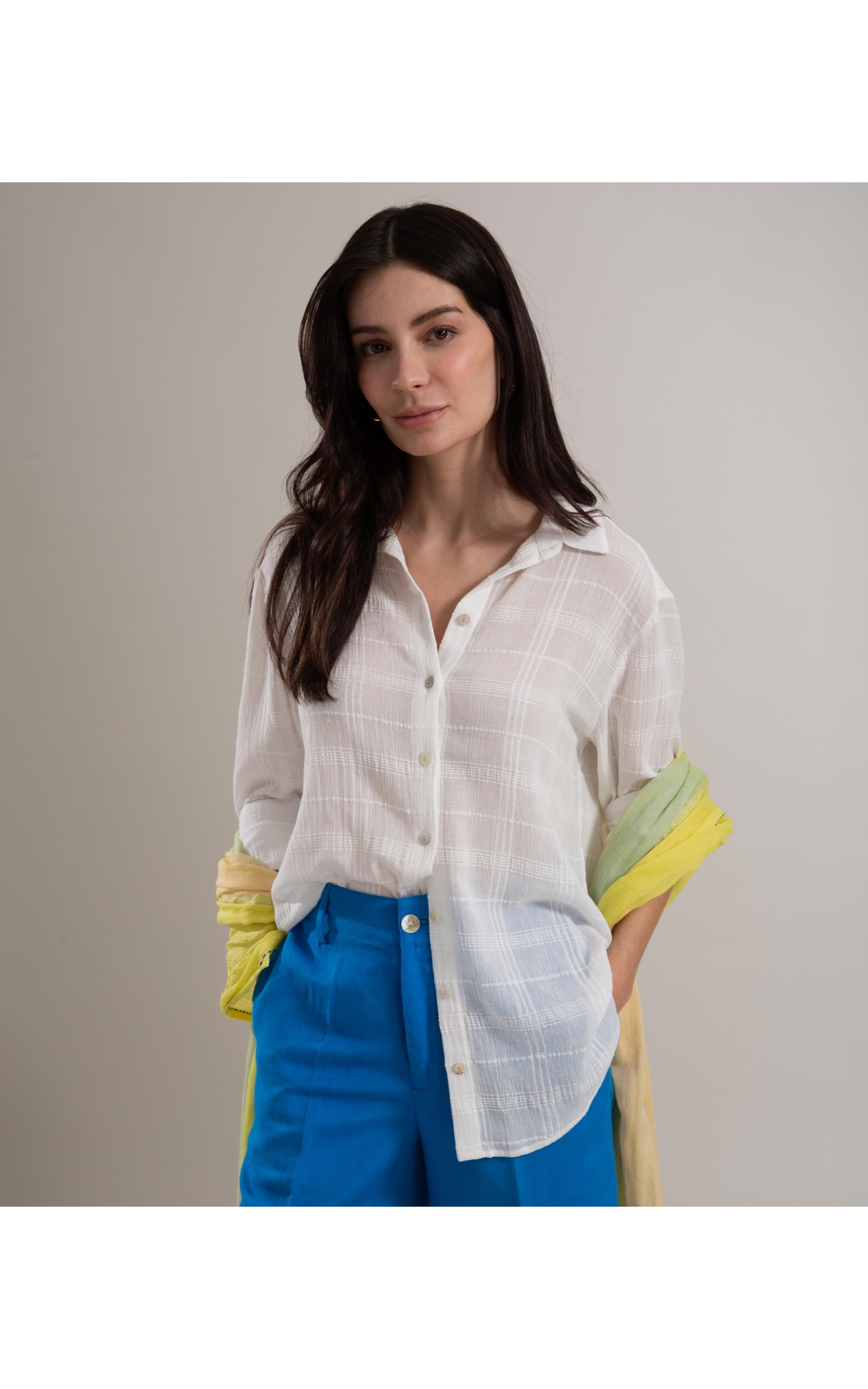 Camisa Nina Voil Maquinetado Off White