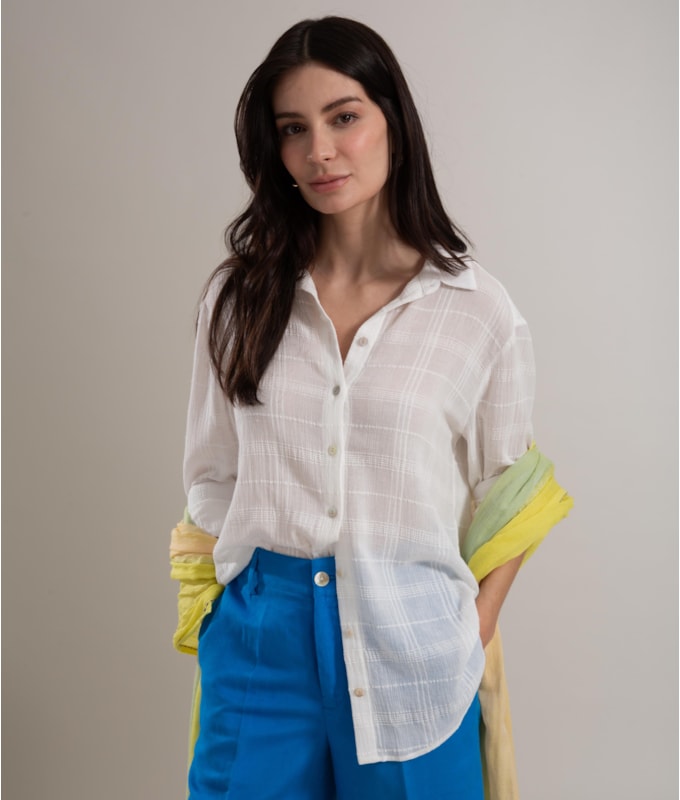 Camisa Nina Voil Maquinetado Off White