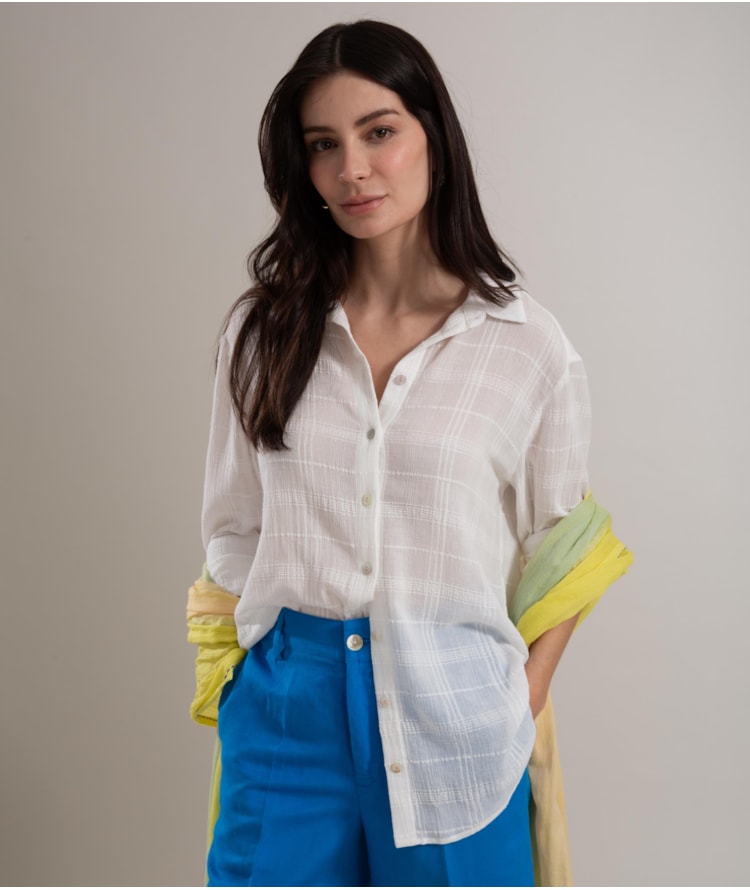 Camisa Nina Voil Maquinetado Off White
