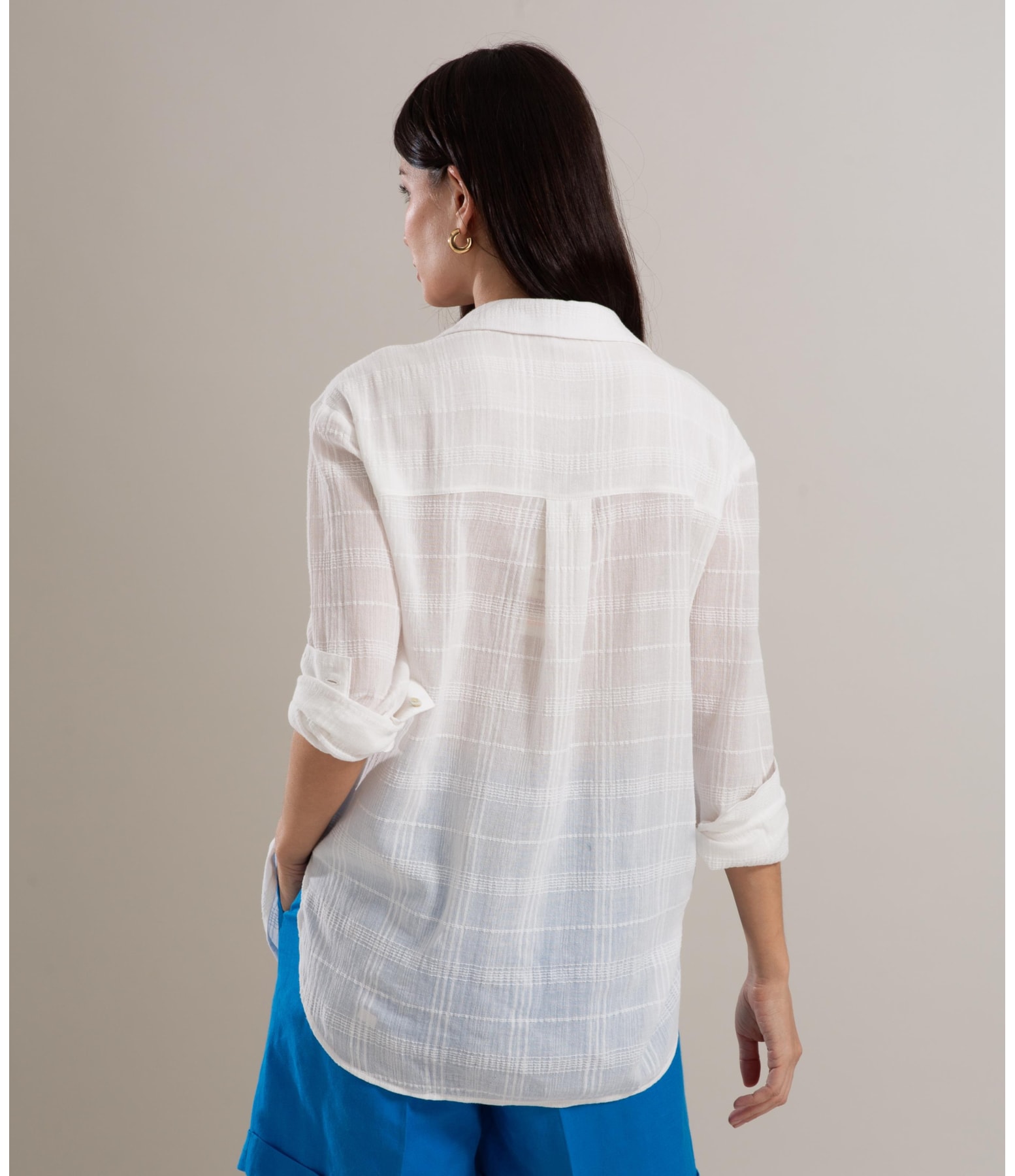 Camisa Nina Voil Maquinetado Off White