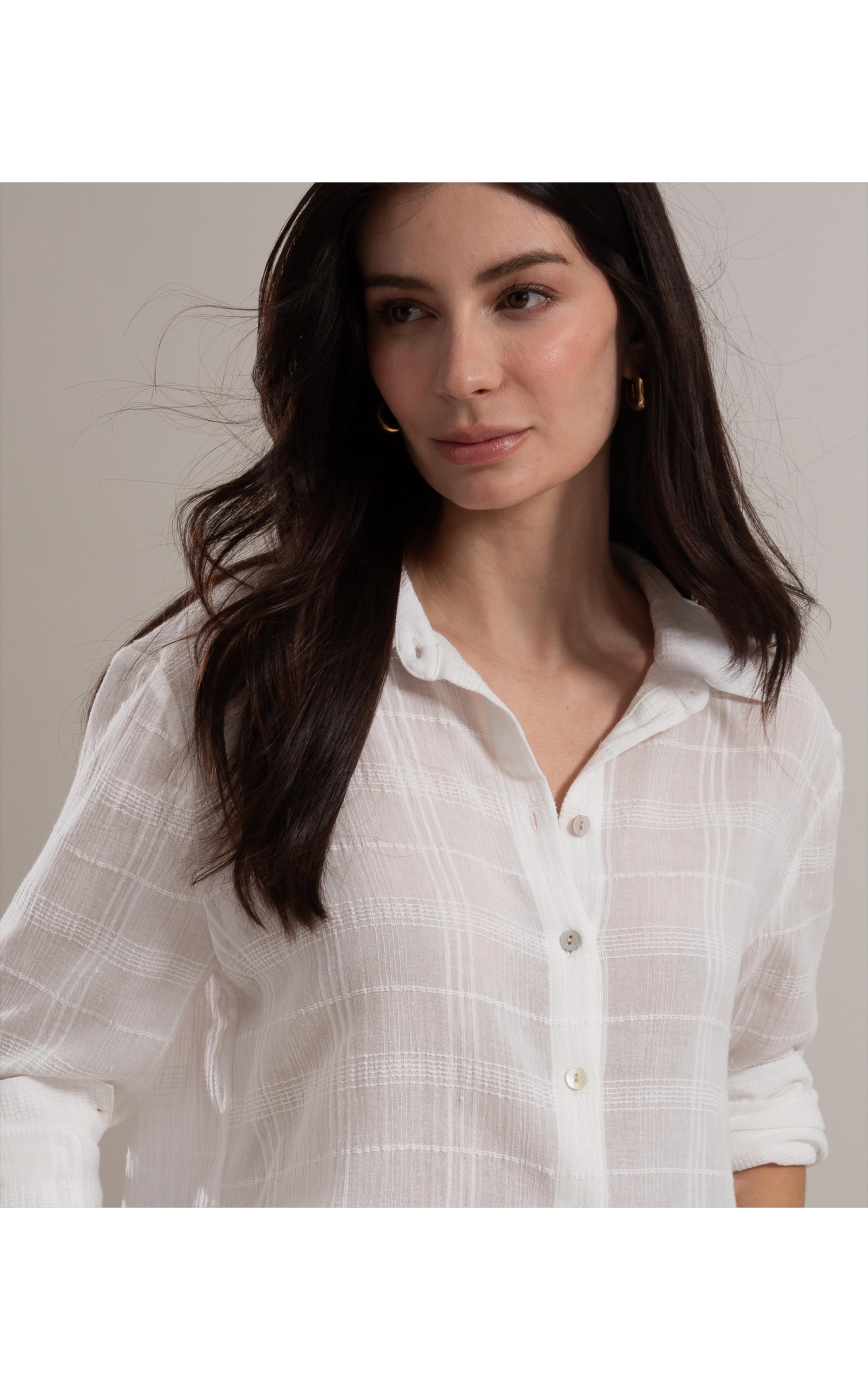 Camisa Nina Voil Maquinetado Off White