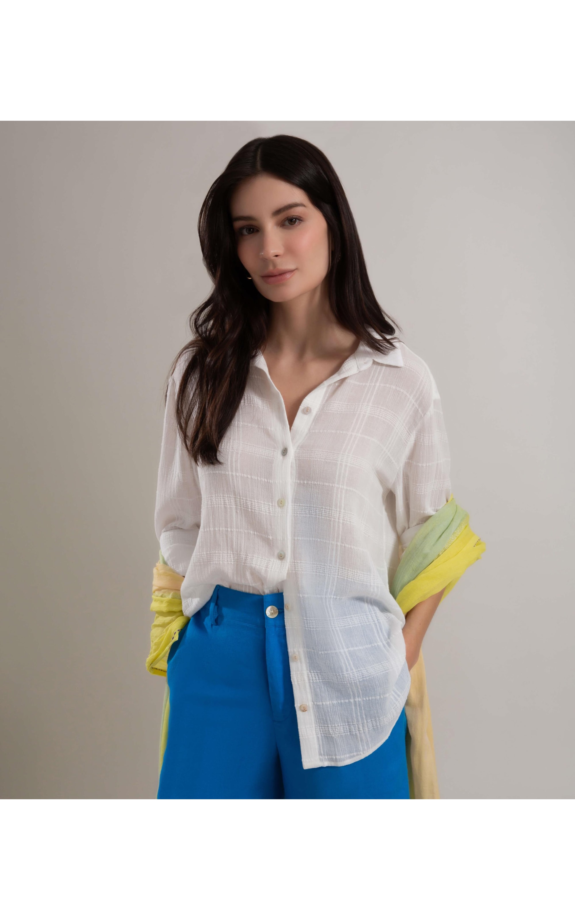 Camisa Nina Voil Maquinetado Off White