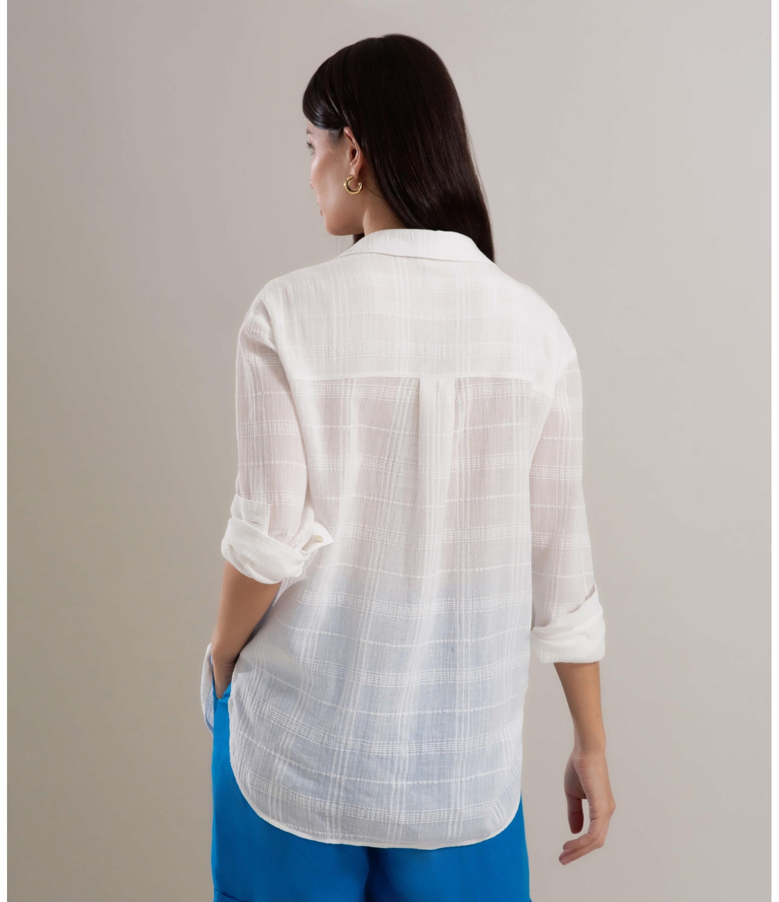 Camisa Nina Voil Maquinetado Off White