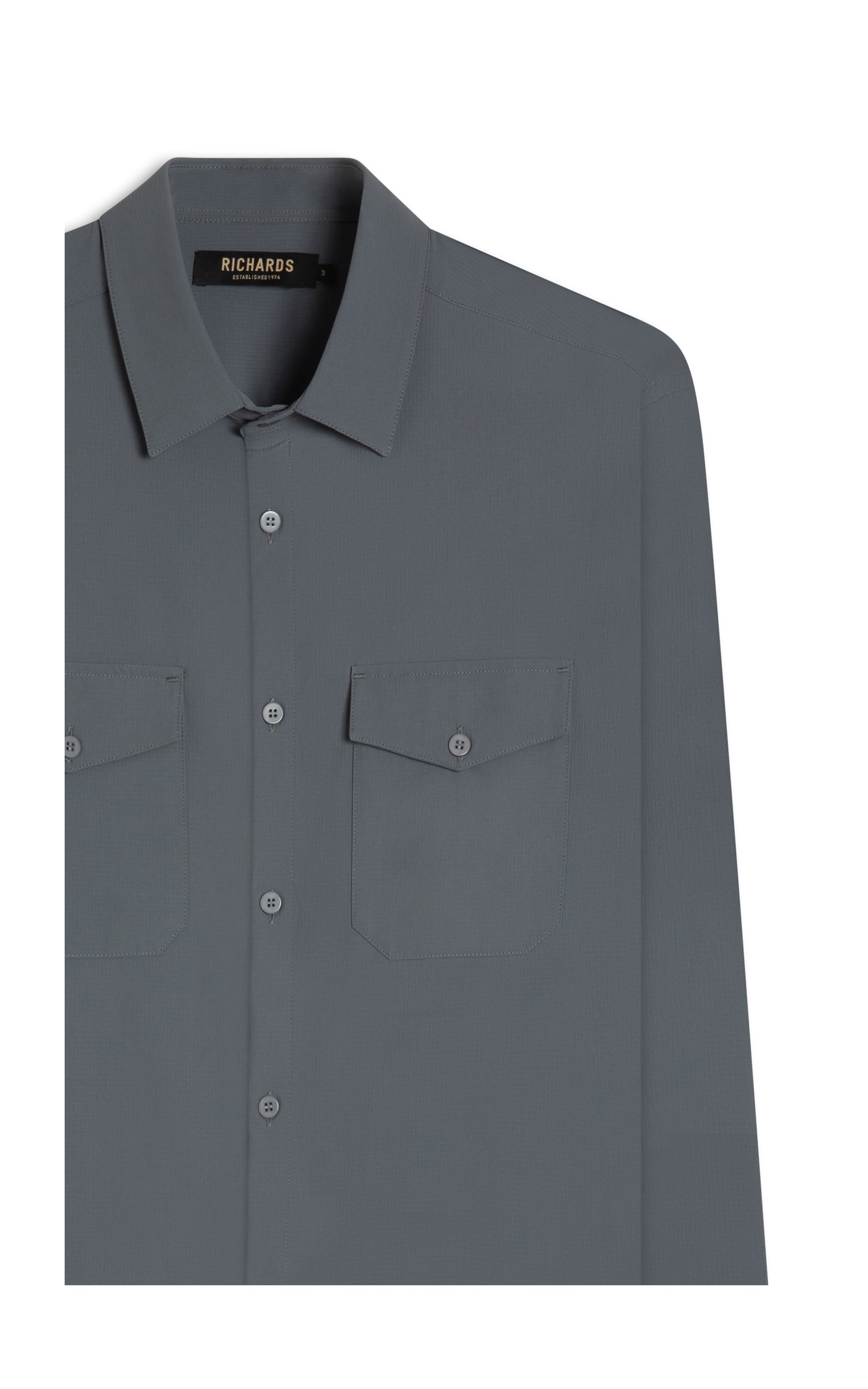 Camisa Nylon Tech Pockets Ml Grafite