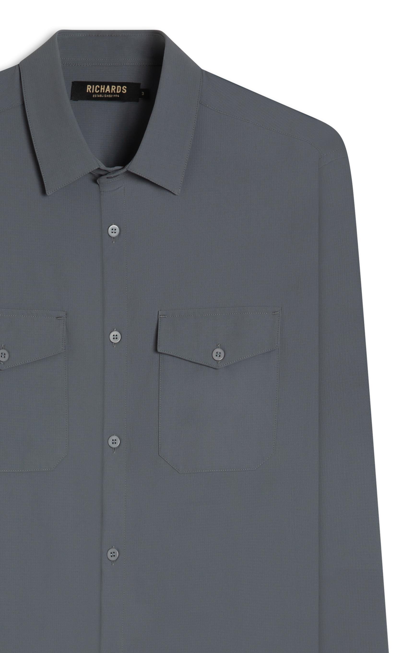 ¥49,500＜6(ROKU)＞NYLON SILK SHIRT & PANTS Camisa Nylon Tech Pockets Ml Grafite