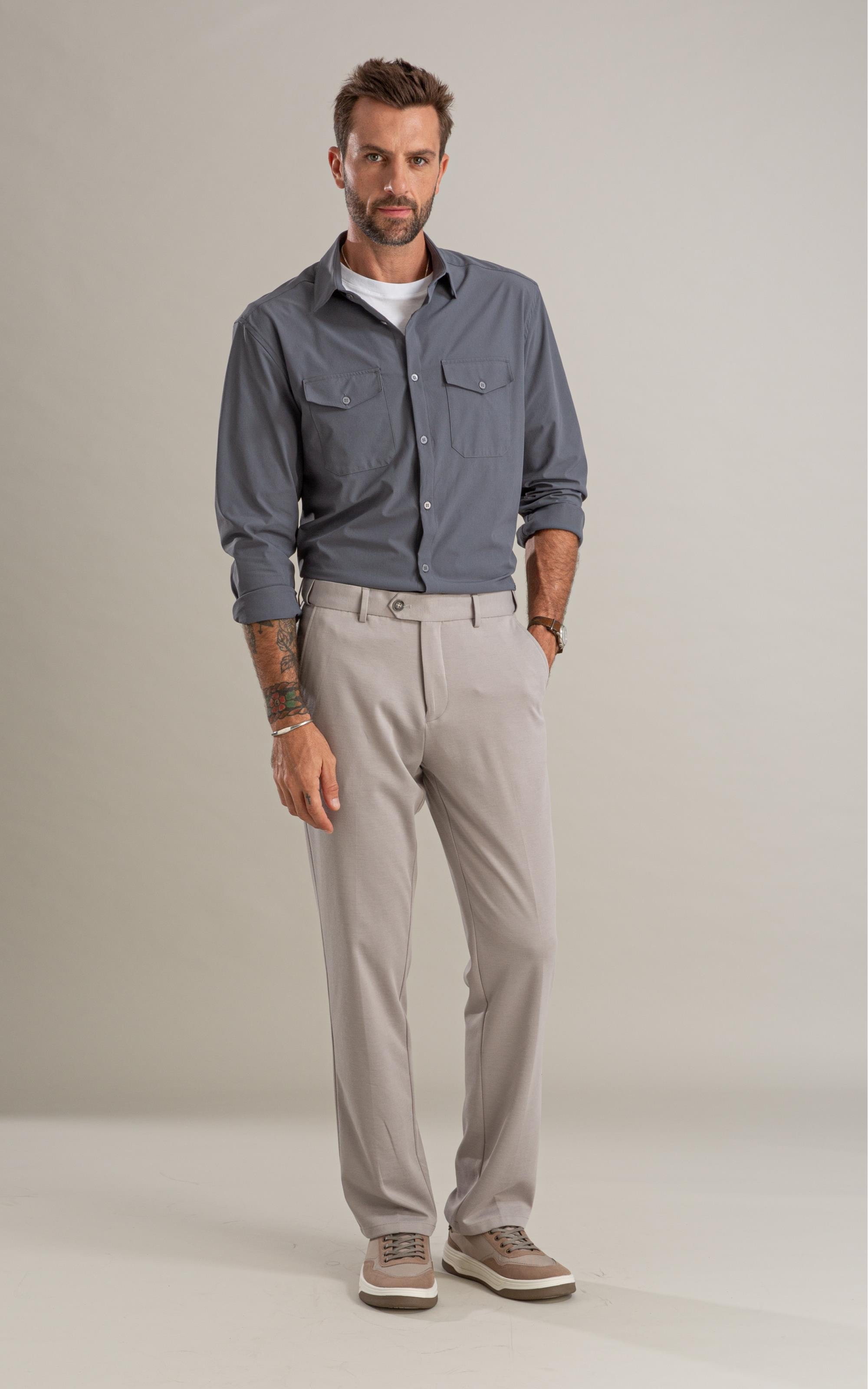 Camisa Nylon Tech Pockets Ml Grafite