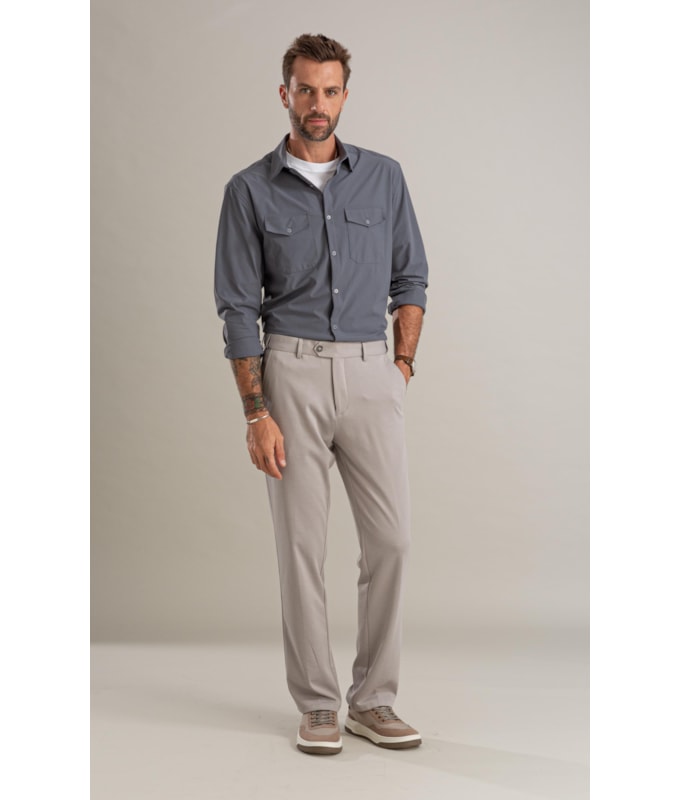 Camisa Nylon Tech Pockets Ml Grafite