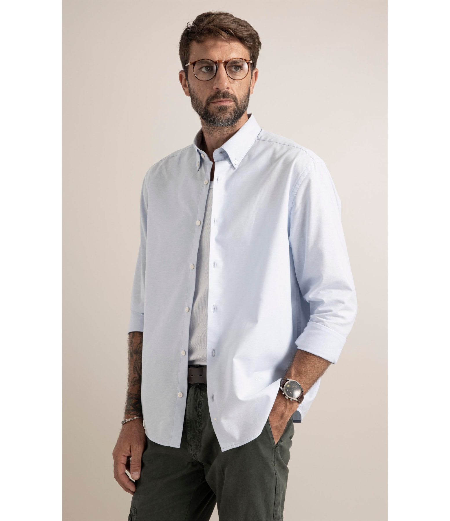 Camisa Oxford Azul Claro