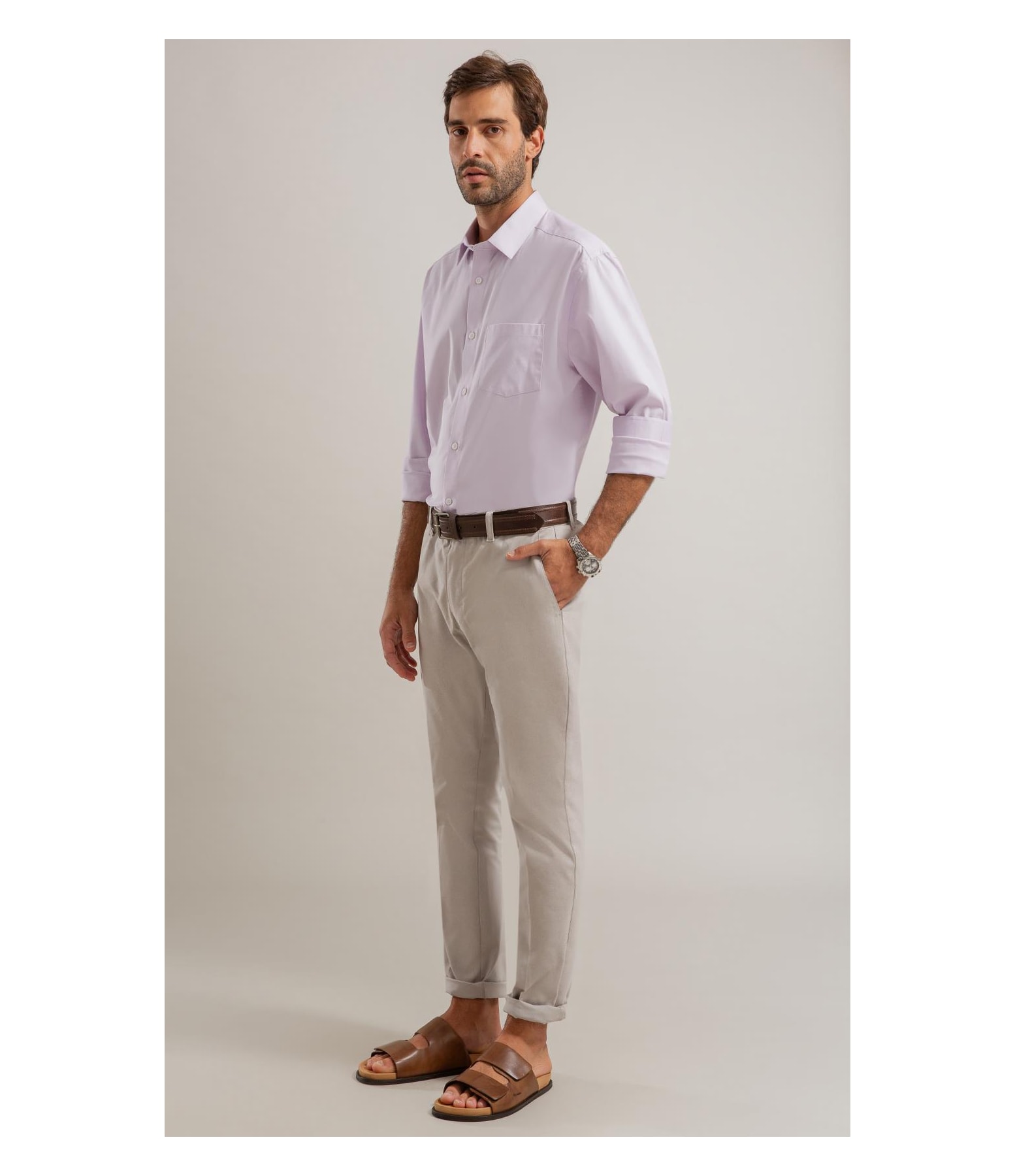 Camisa Oxford Ly Ml Lilas