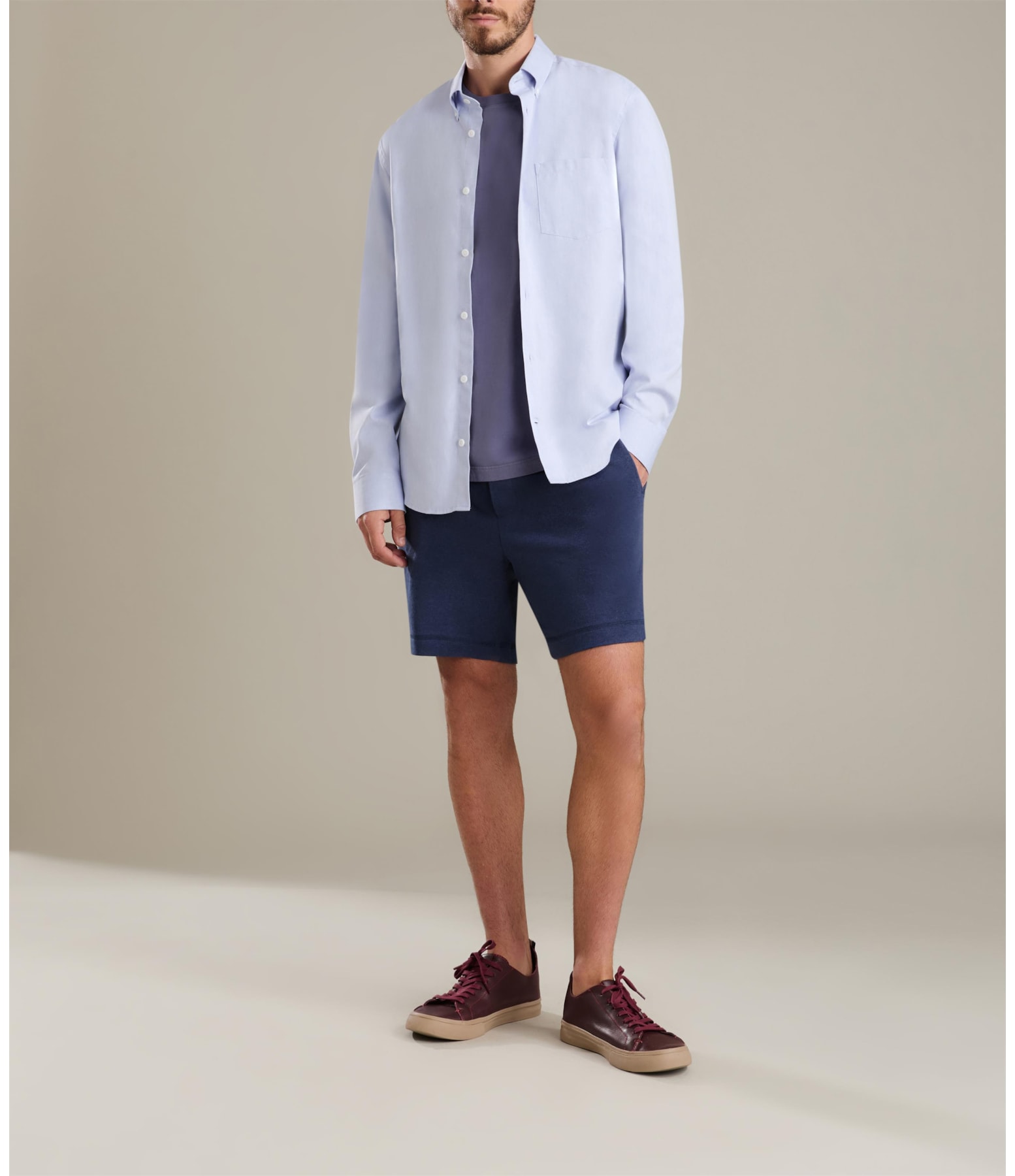 Camisa Oxford Ml Azul Bic