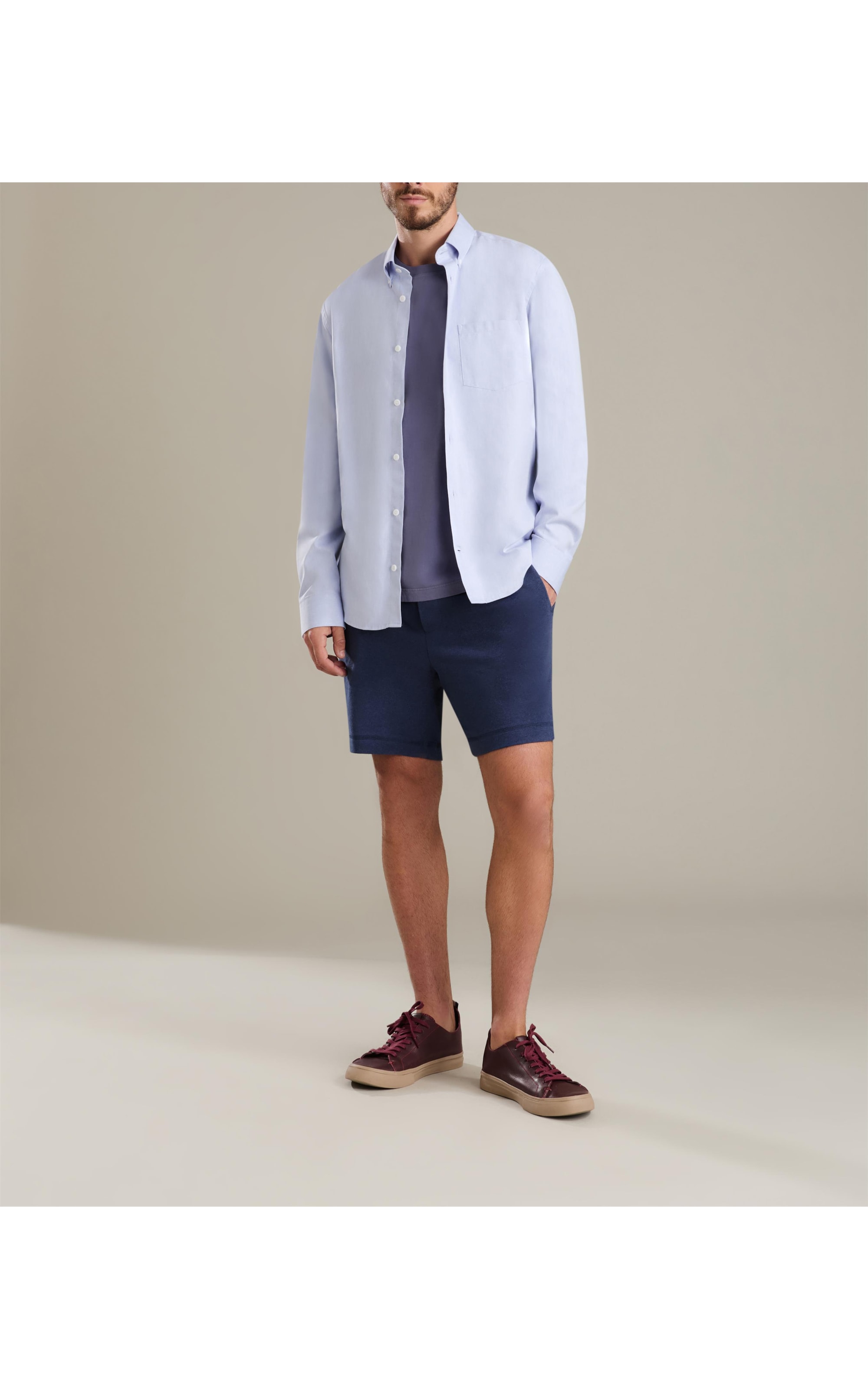 Camisa Oxford Ml Azul Bic