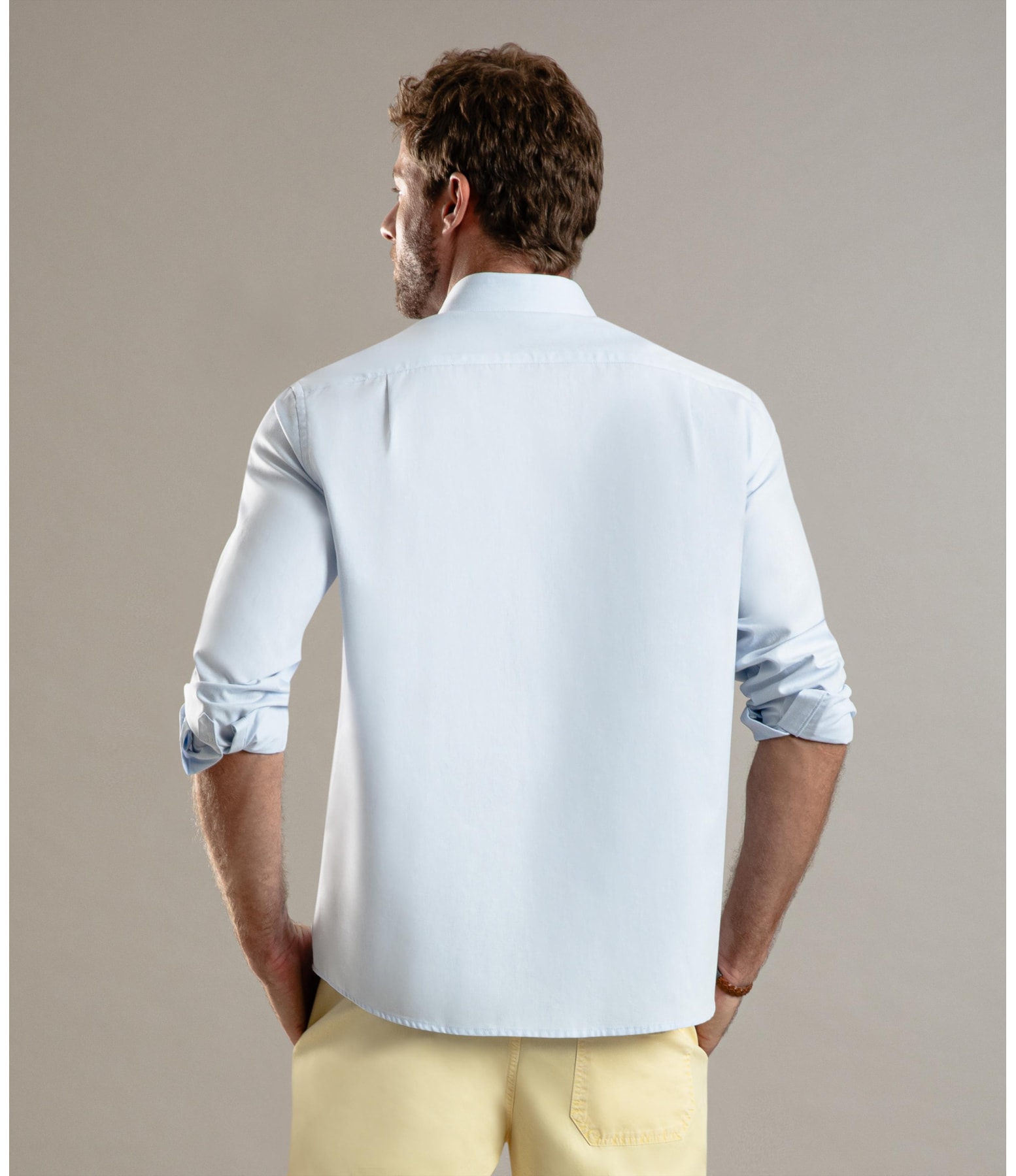 Camisa Oxford Ml Azul Claro
