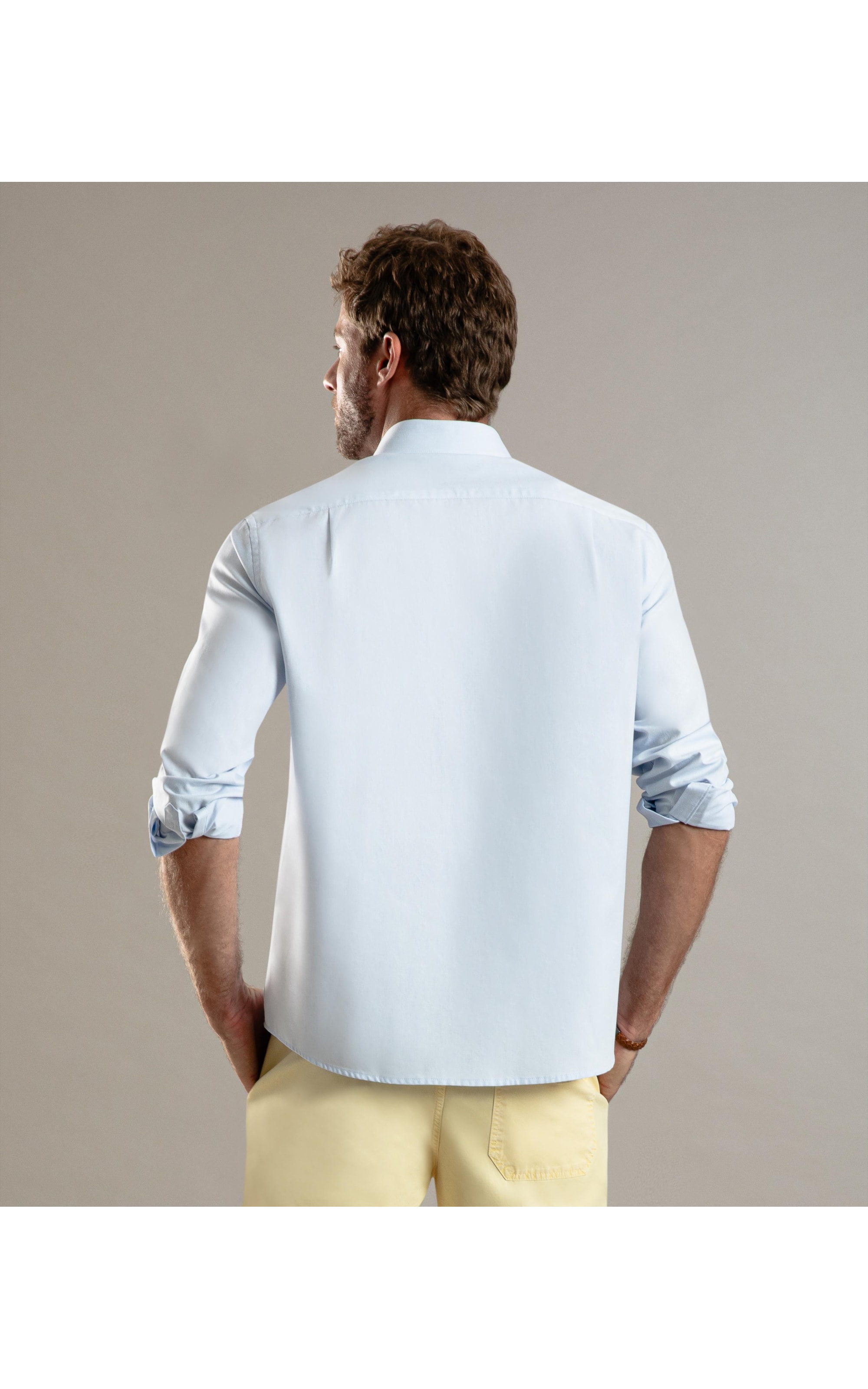 Camisa Oxford Ml Azul Claro