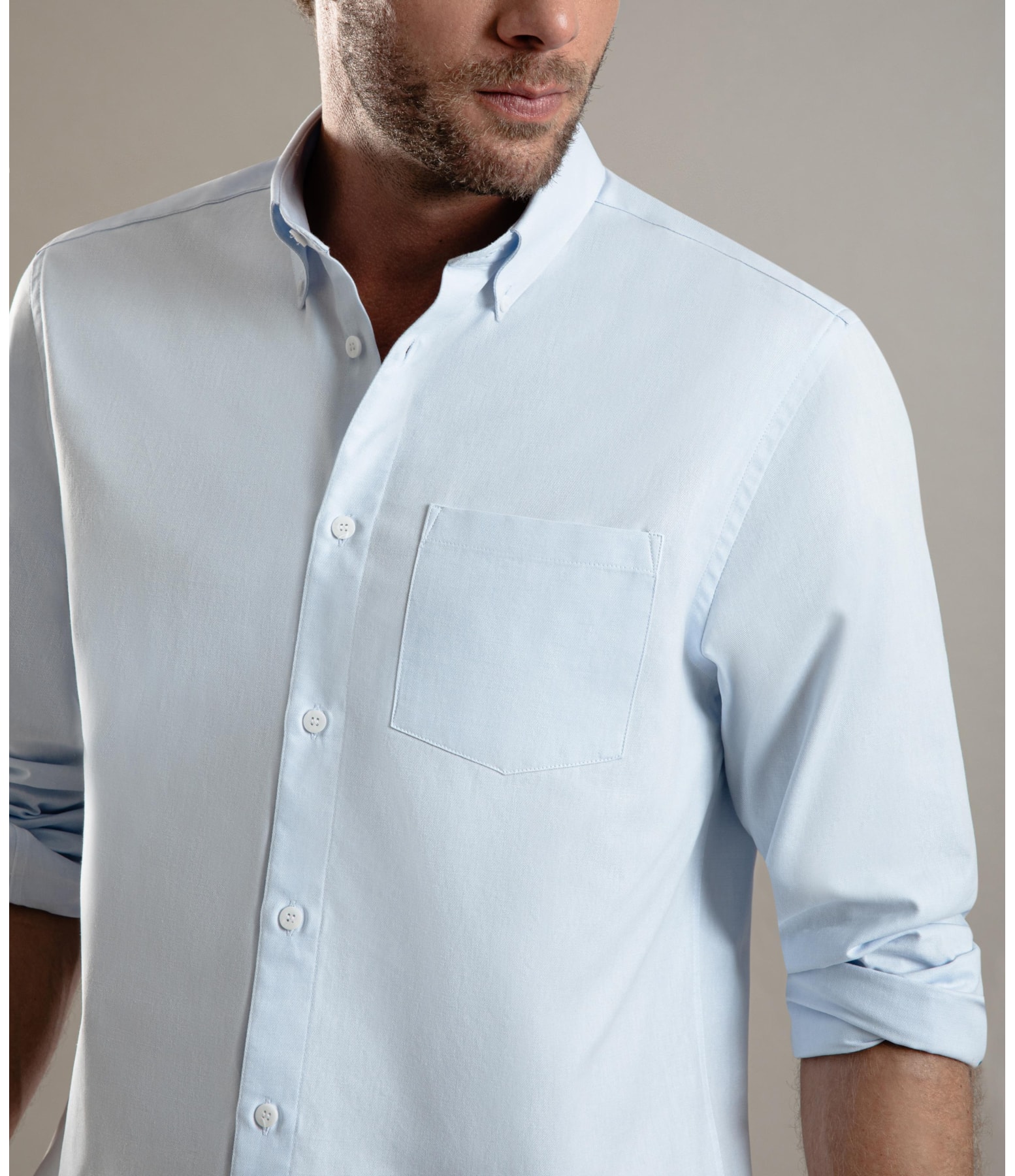 Camisa Oxford Ml Azul Claro