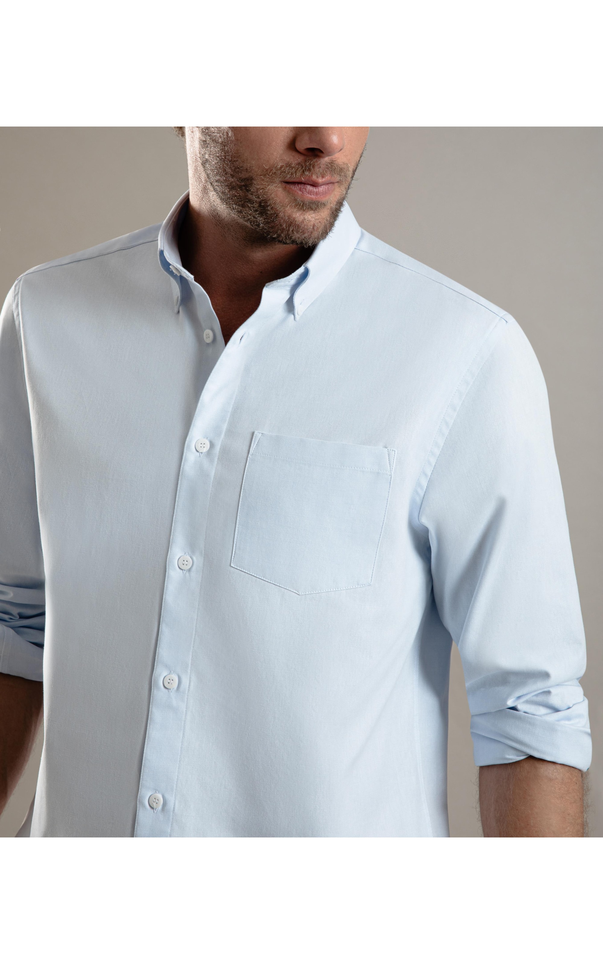 Camisa Oxford Ml Azul Claro