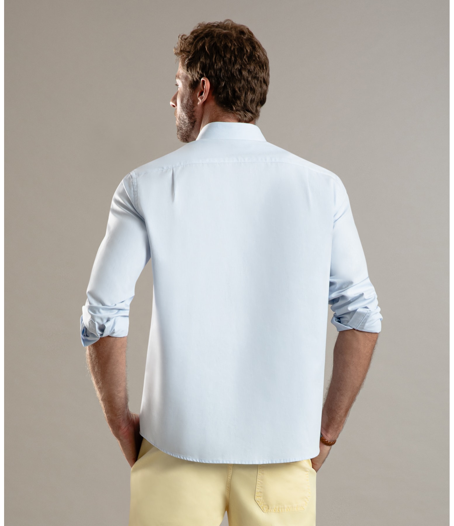 Camisa Oxford Ml Azul Claro