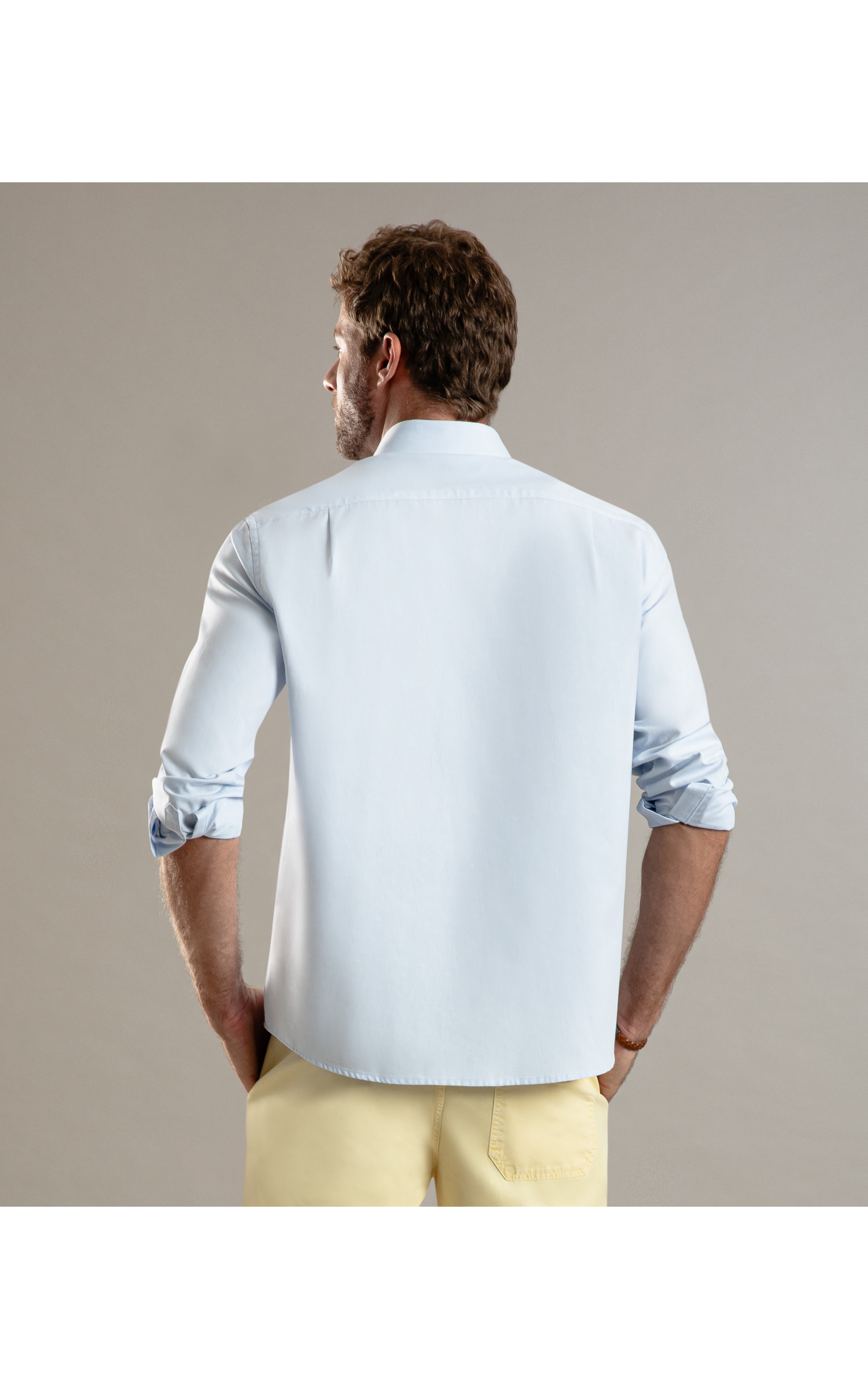 Camisa Oxford Ml Azul Claro