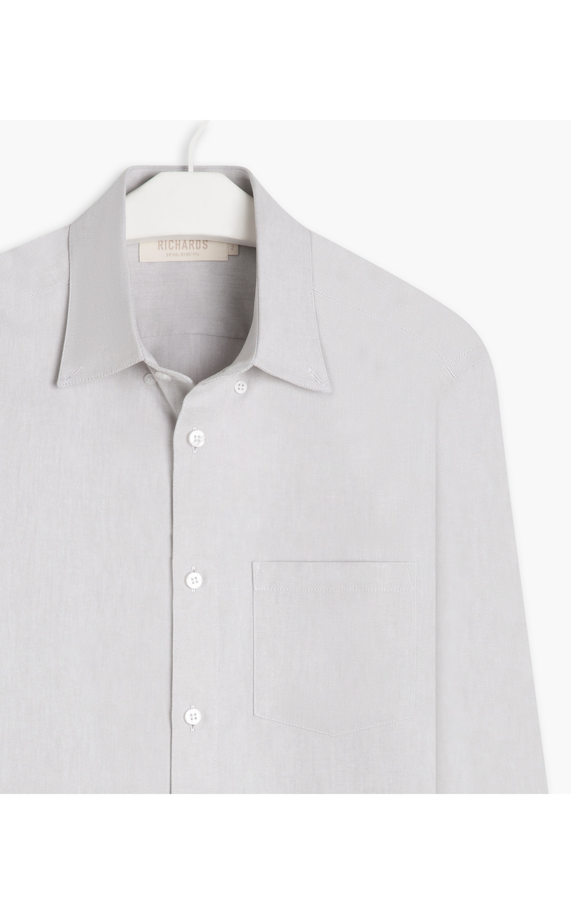 Camisa Oxford Ml Cinza Claro