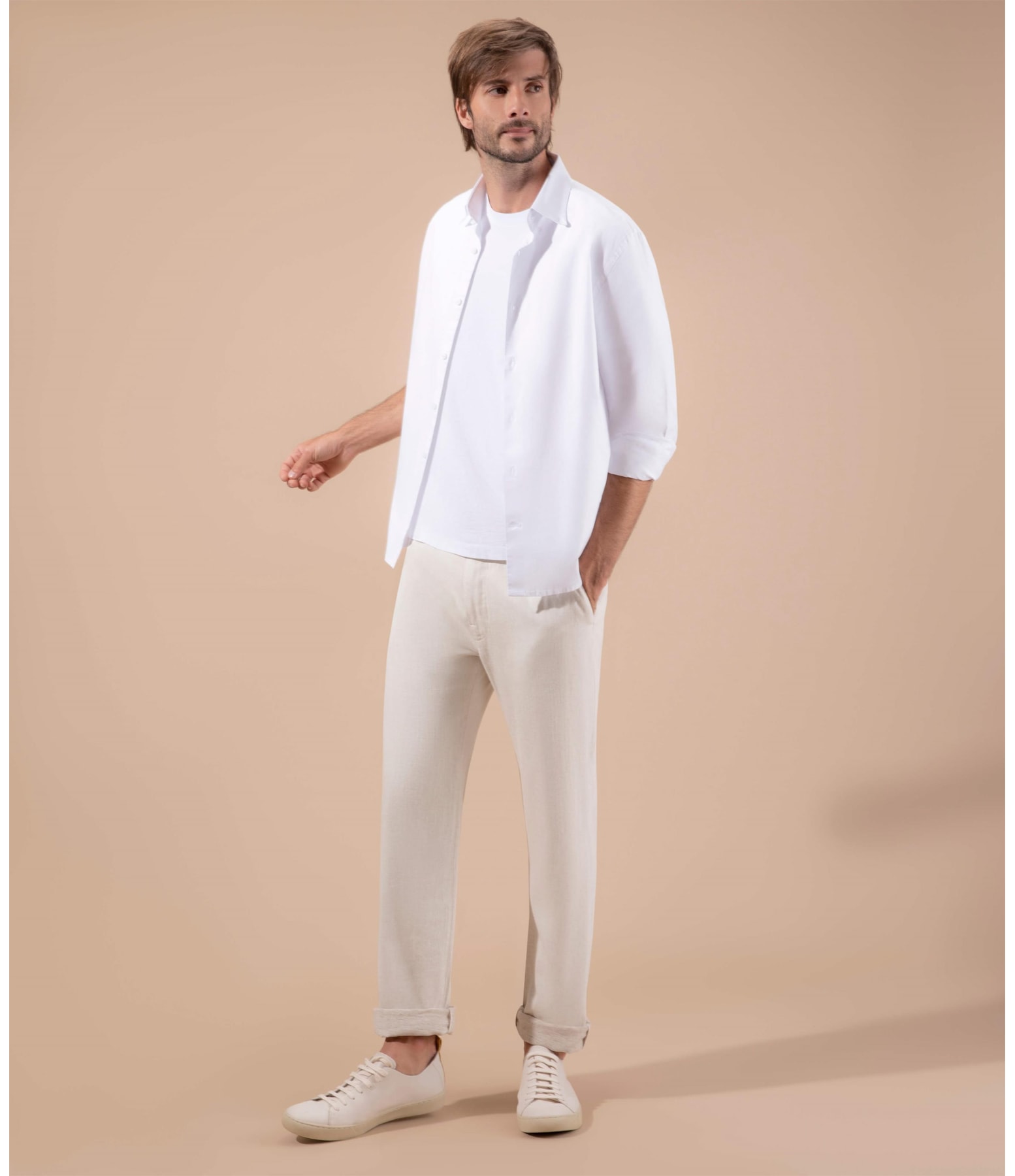 Camisa Oxford Stretch Ml Branco