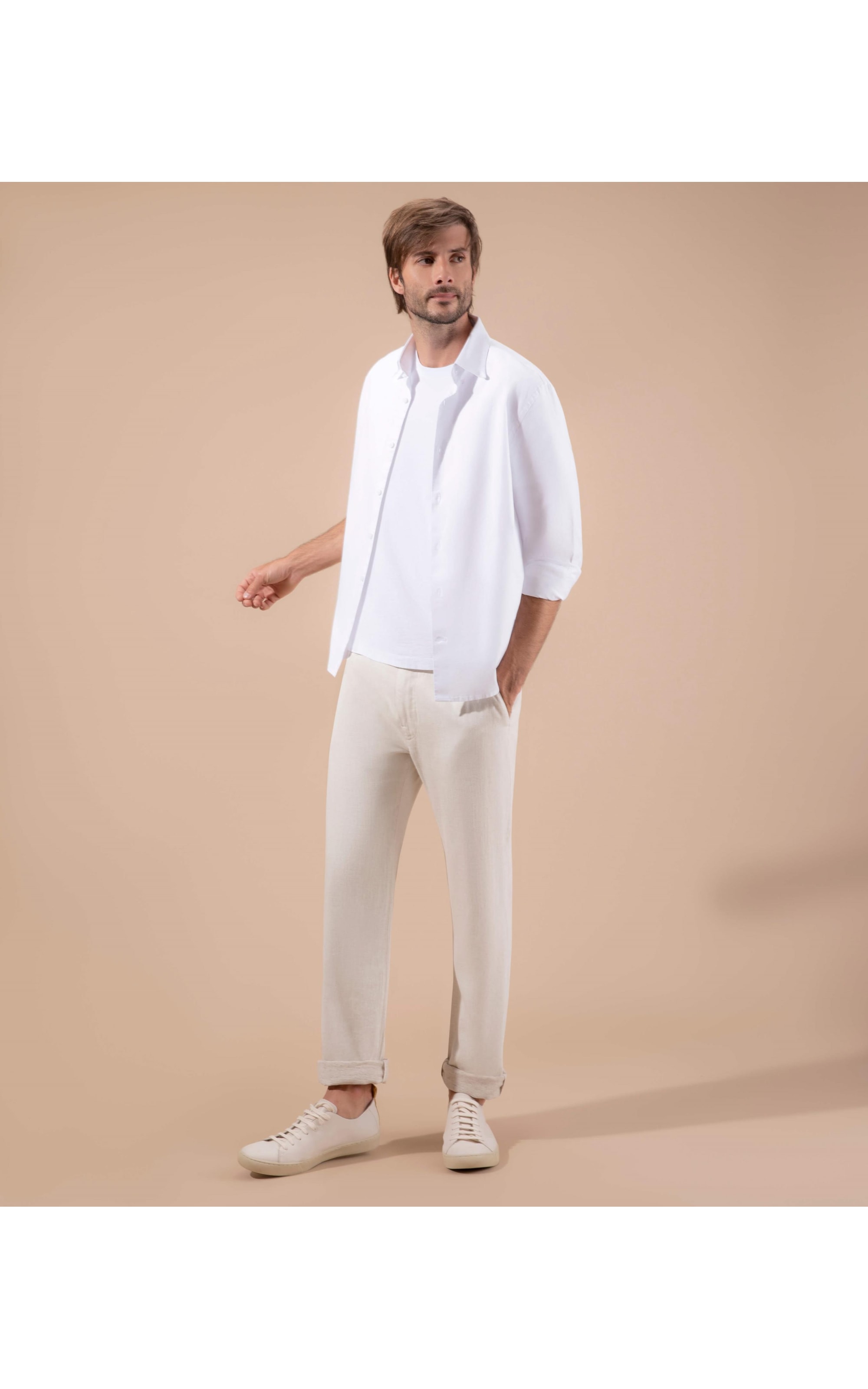 Camisa Oxford Stretch Ml Branco