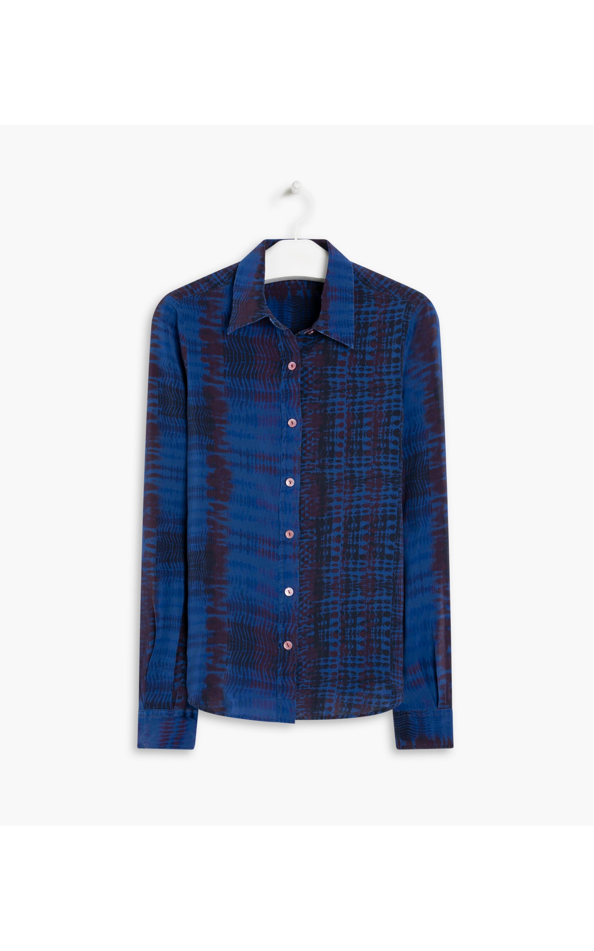 Camisa Papoula Seda Est Sumauma Purple Blue