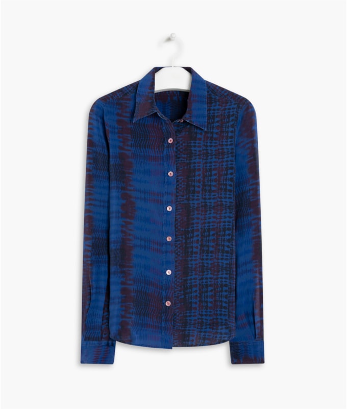 Camisa Papoula Seda Est Sumauma Purple Blue