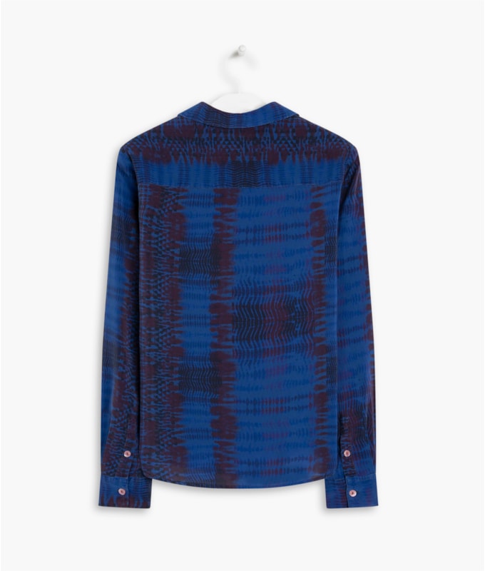 Camisa Papoula Seda Est Sumauma Purple Blue