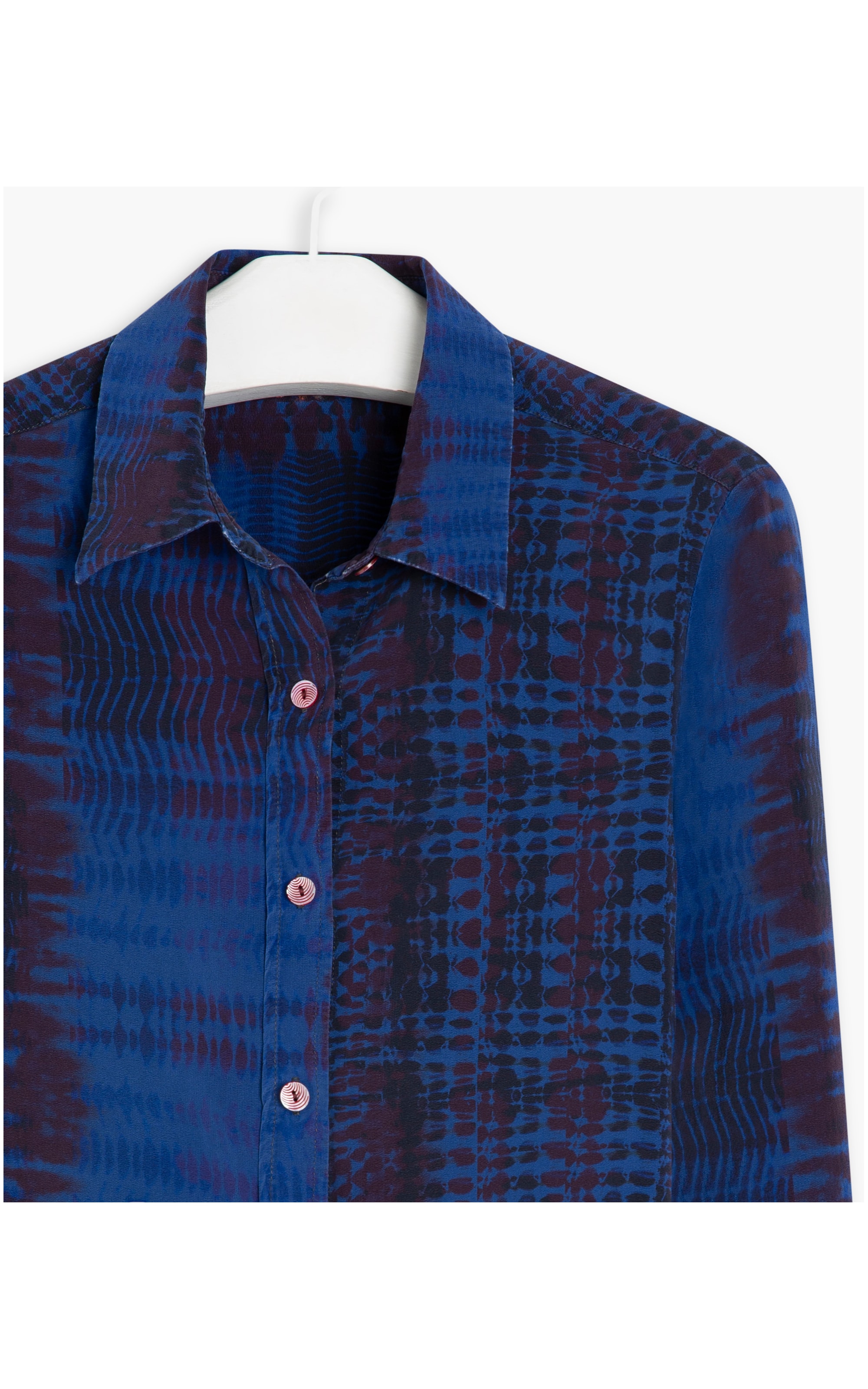 Camisa Papoula Seda Est Sumauma Purple Blue