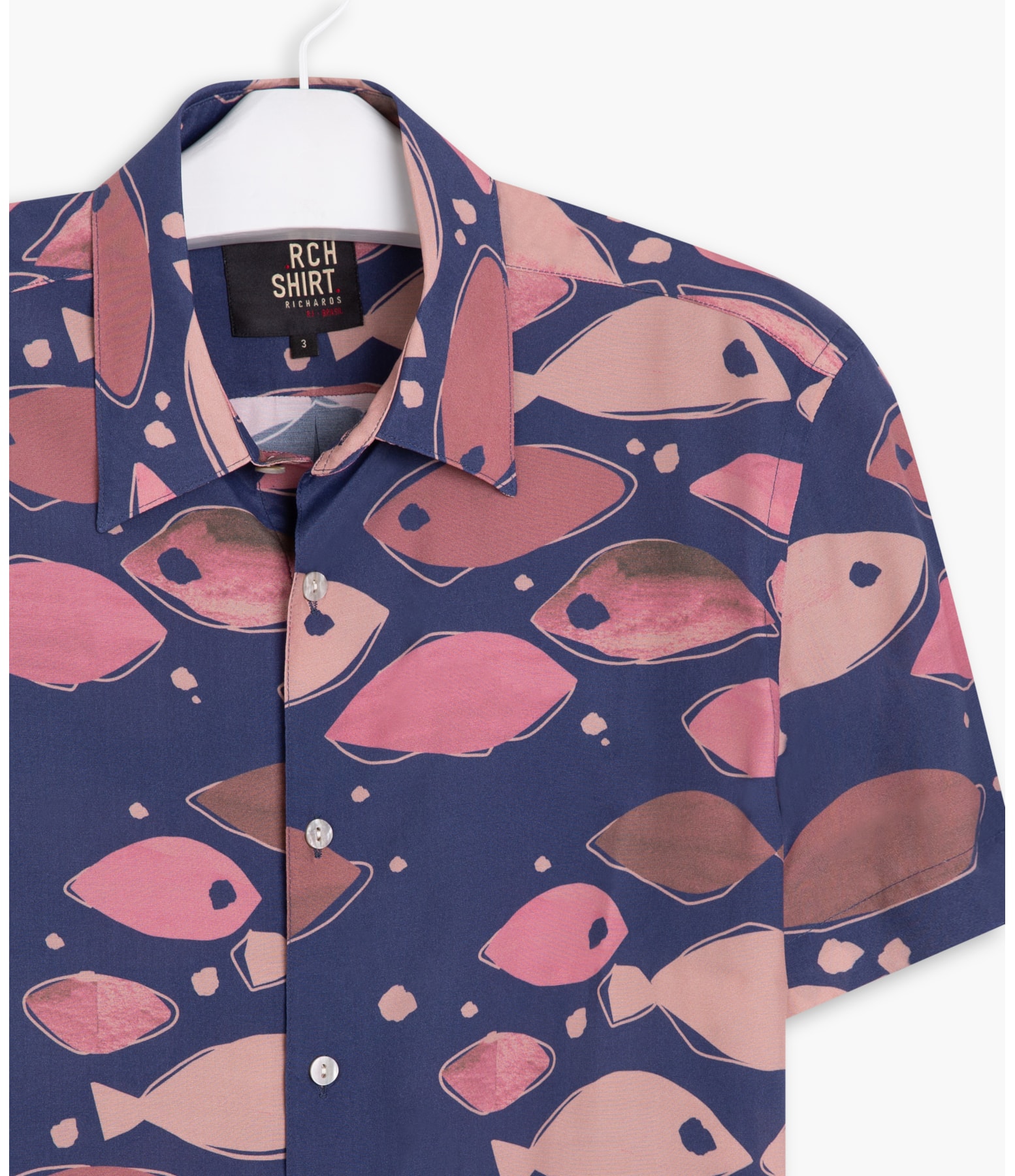 Camisa Peixe Color Estampada Dark Navy