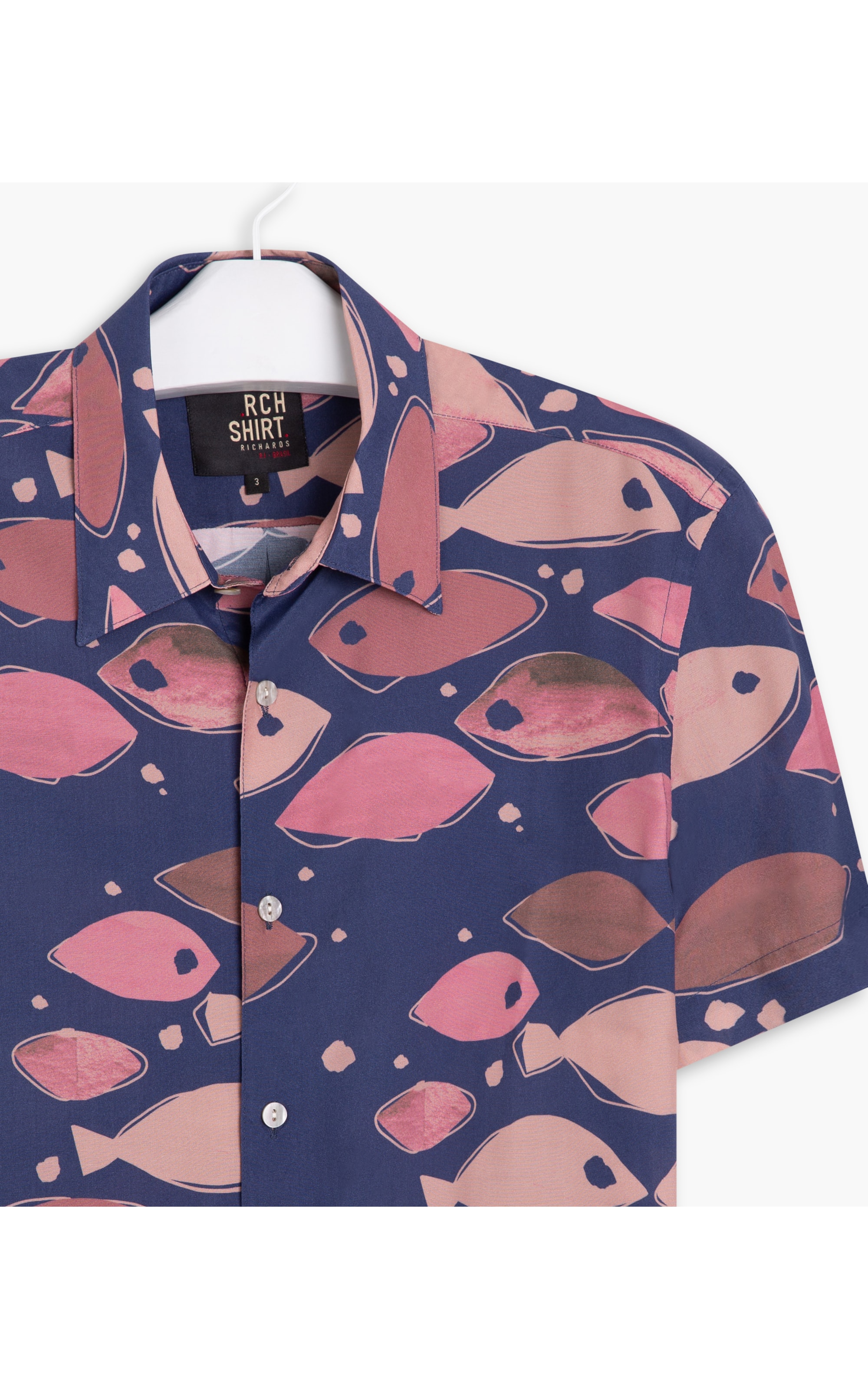 Camisa Peixe Color Estampada Dark Navy