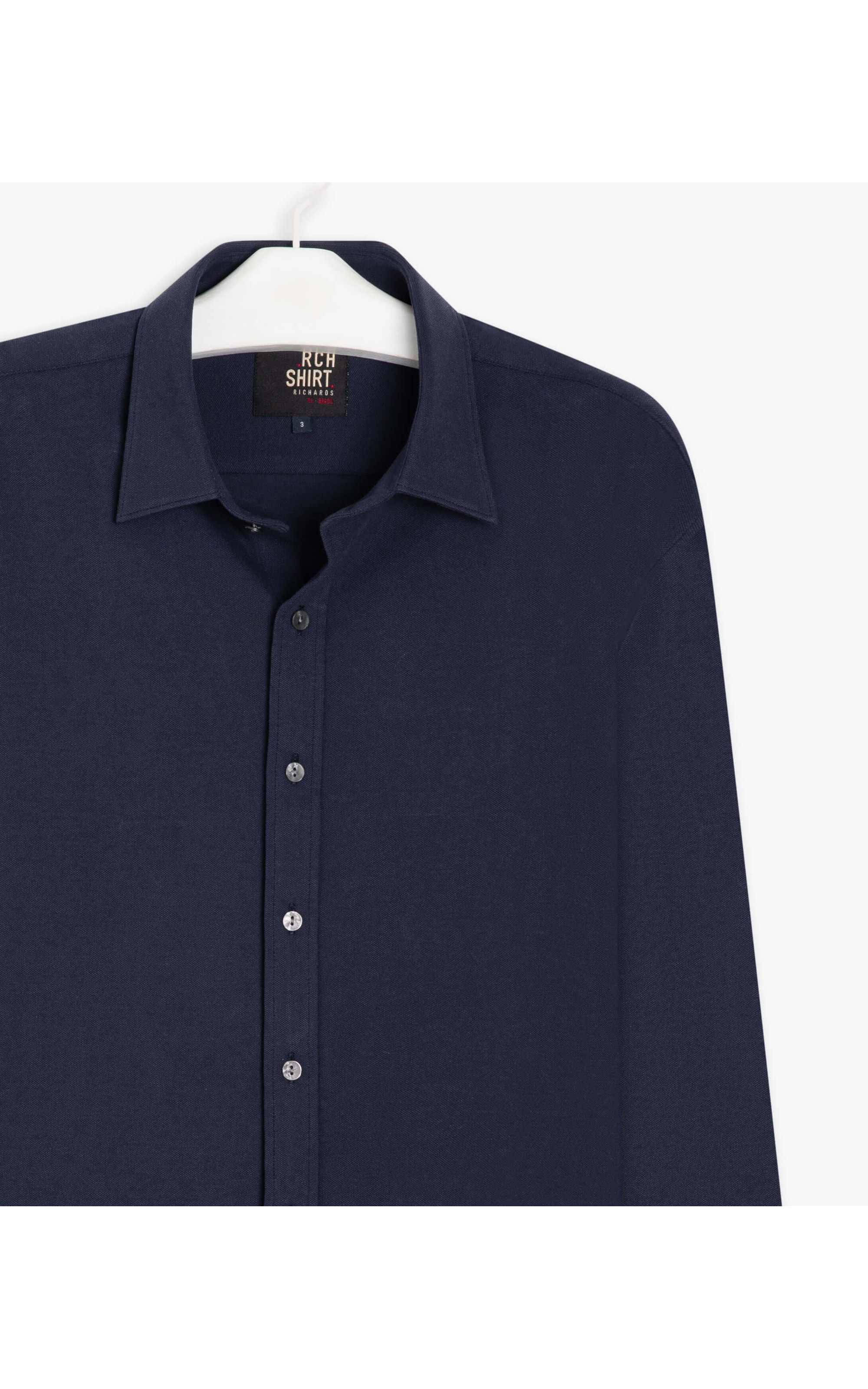 Camisa Piquet Classic Ml Dark Navy