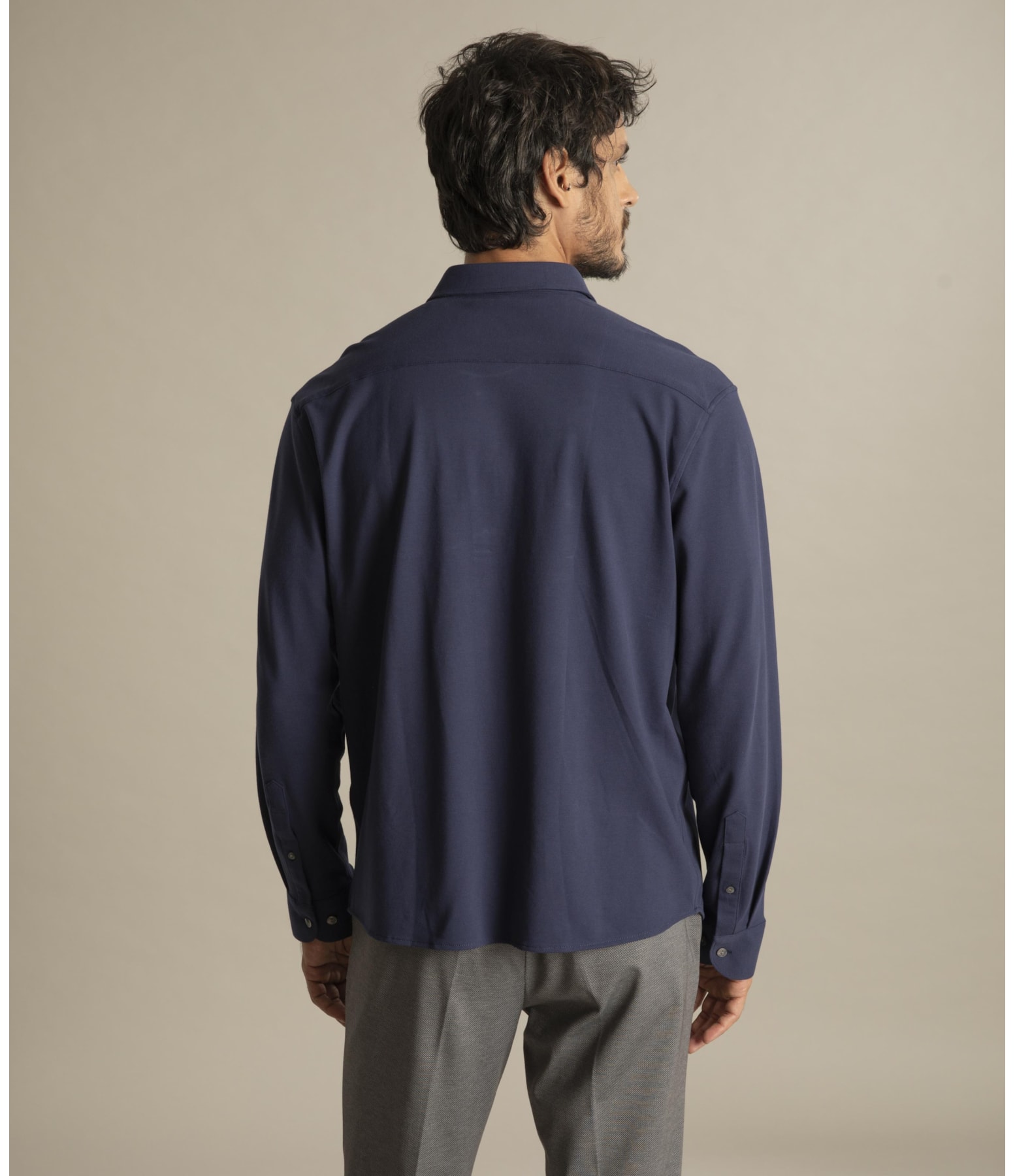 Camisa Piquet Classic Ml Dark Navy