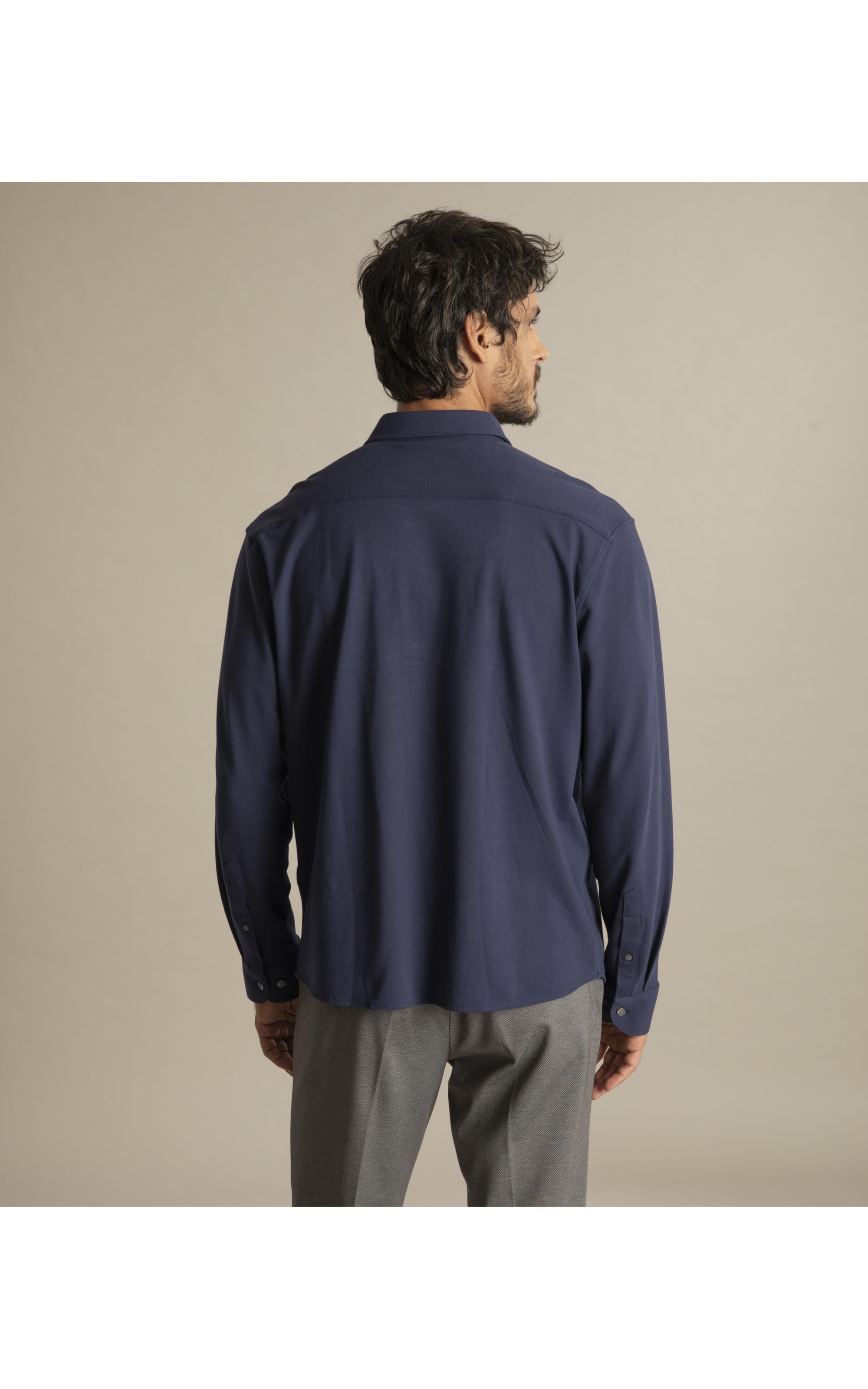 Camisa Piquet Classic Ml Dark Navy