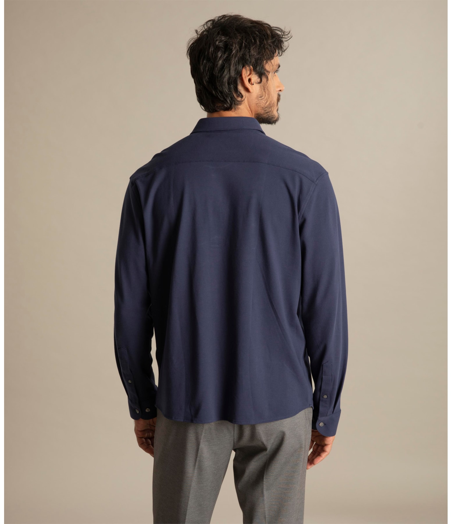 Camisa Piquet Classic Ml Dark Navy