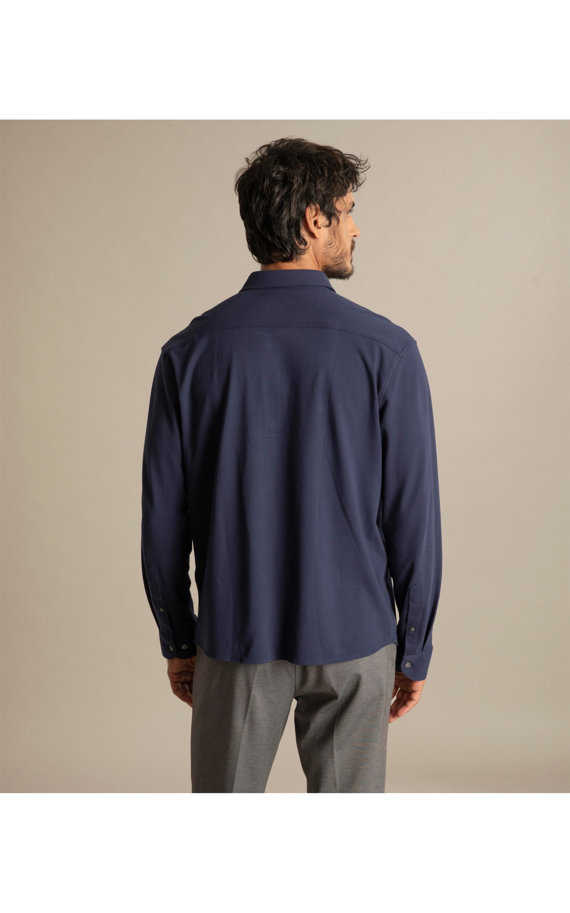 Camisa Piquet Classic Ml Dark Navy