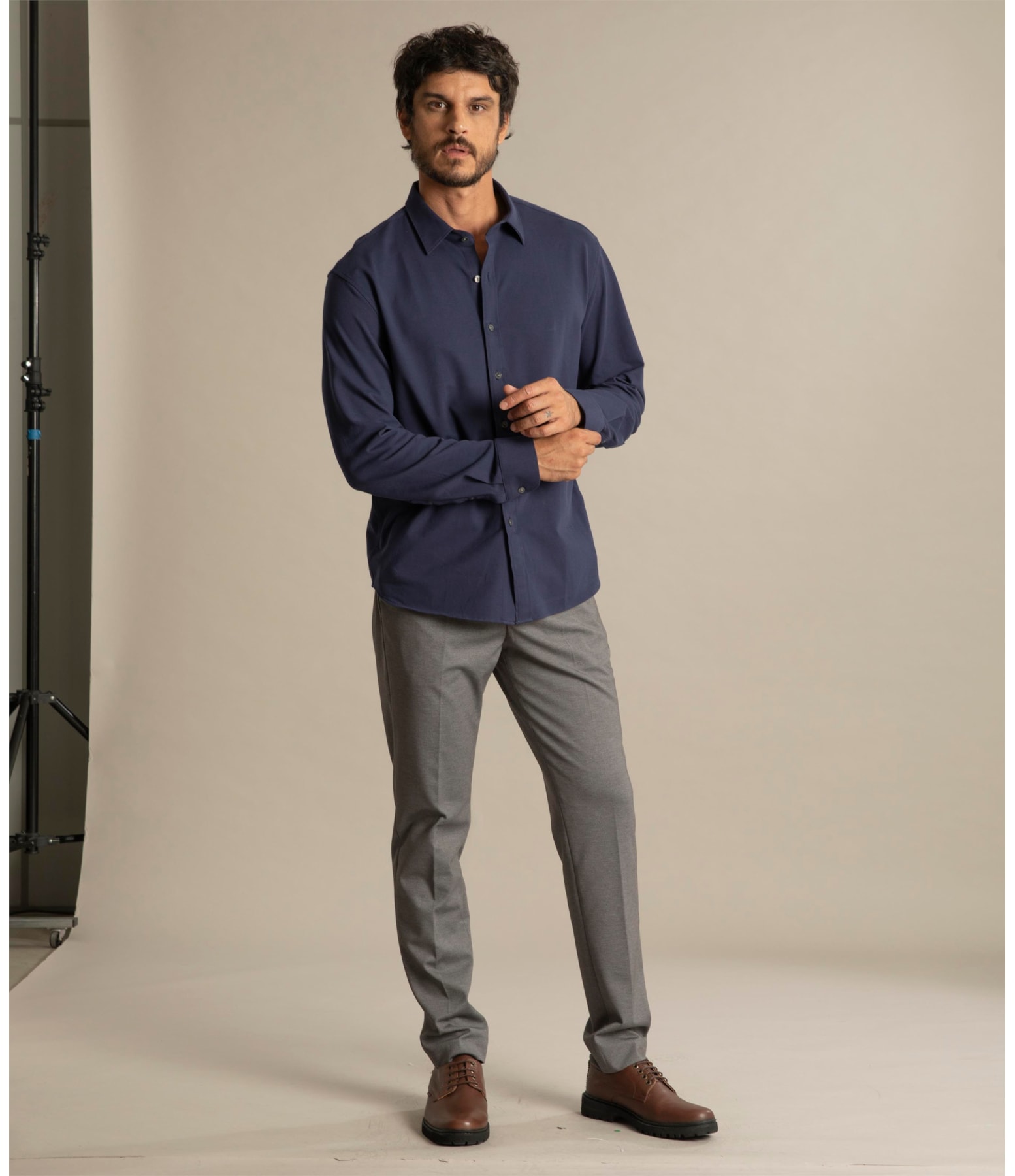 Camisa Piquet Classic Ml Dark Navy
